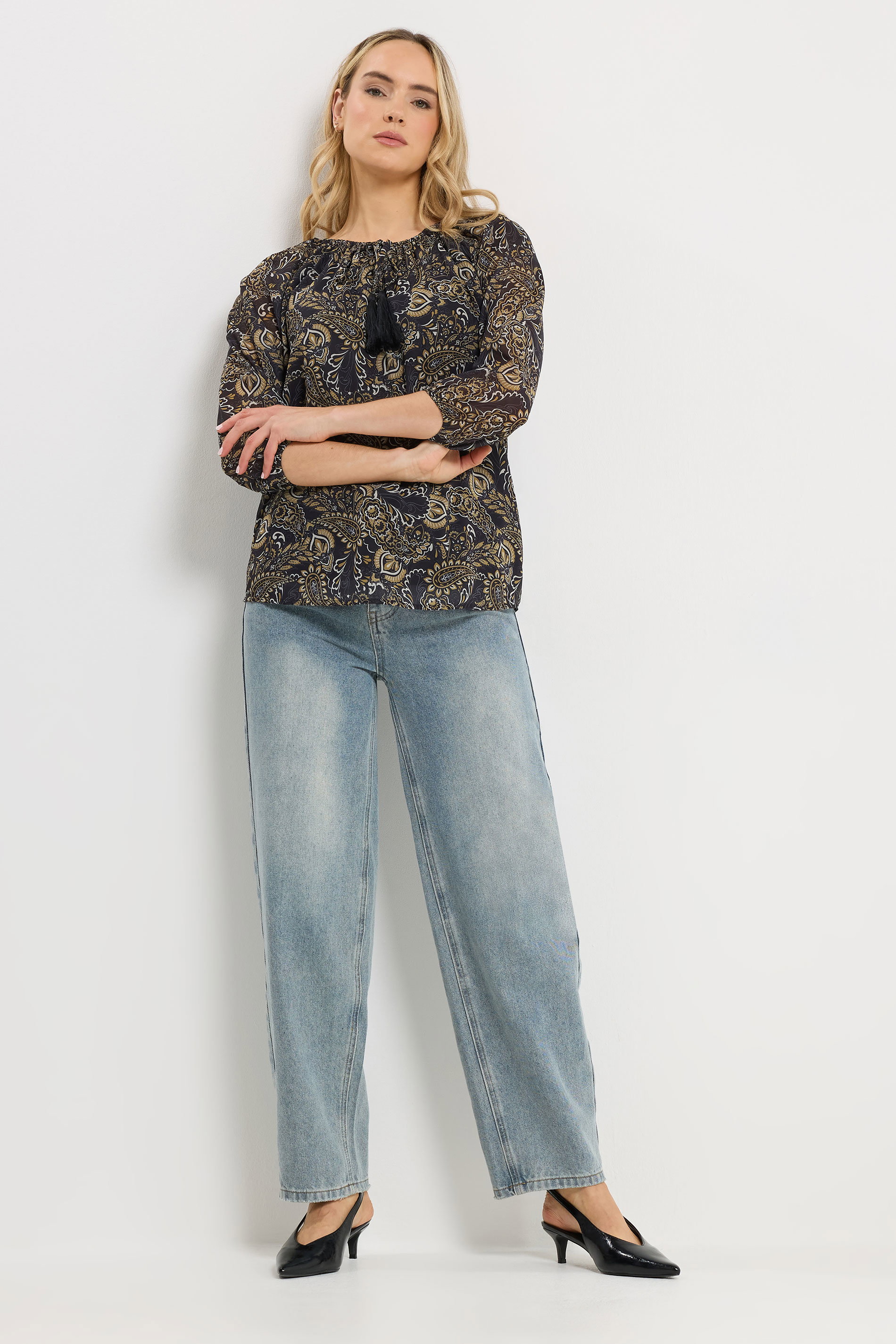 LTS Tall Women's Black Paisley Chiffon Blouse | Long Tall Sally 1
