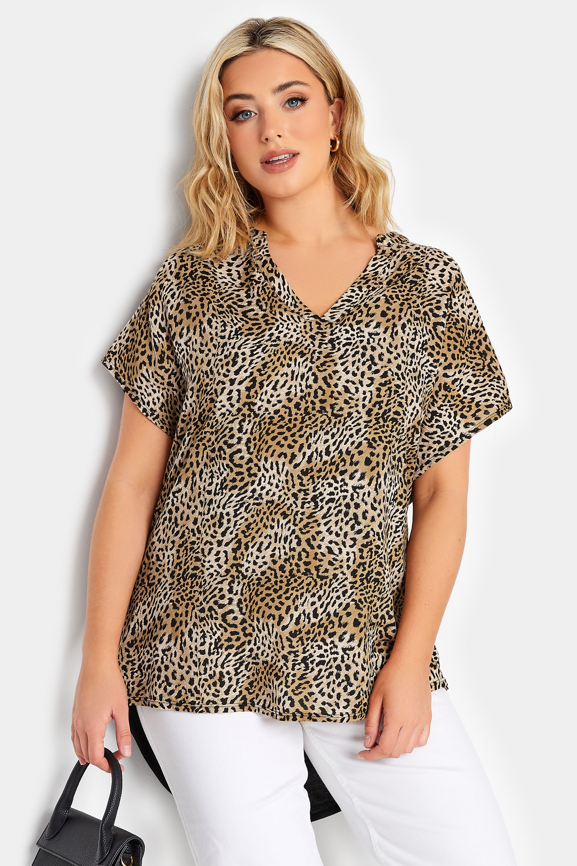 YOURS Curve Plus Size Dark Brown Leopard Print Blouse | Yours Clothing  1