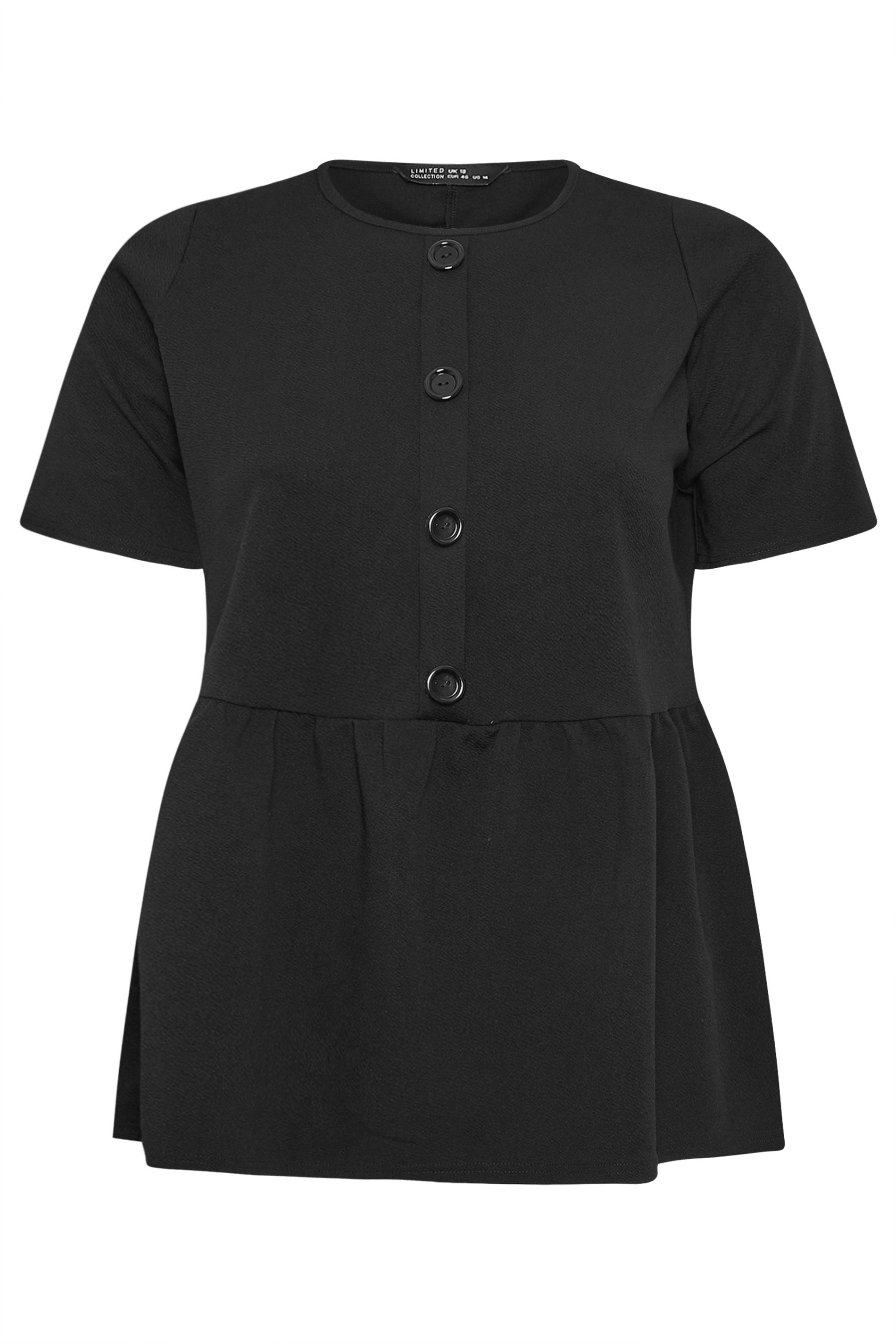 LIMITED COLLECTION Plus Size Black Peplum Top | Yours Clothing 5