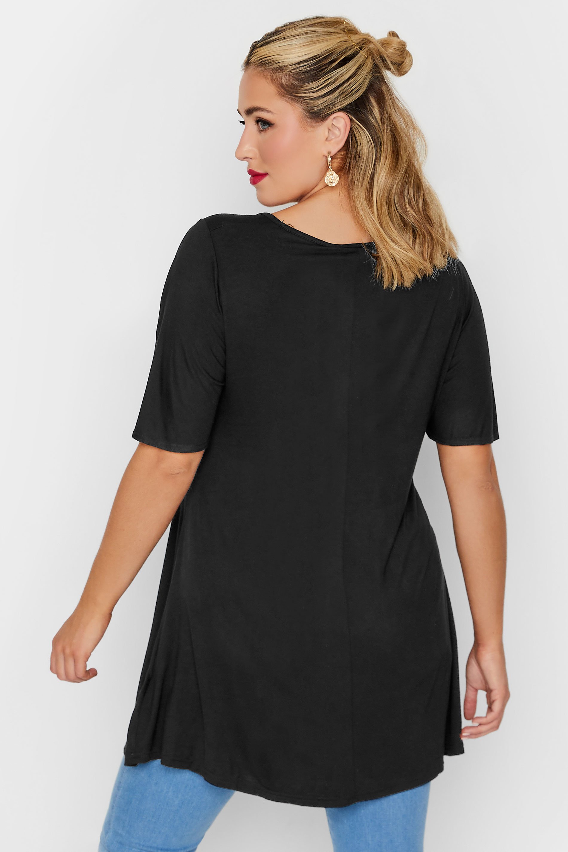 LIMITED COLLECTION Curve Plus Size Black Tie Neck Top | Yours Clothing