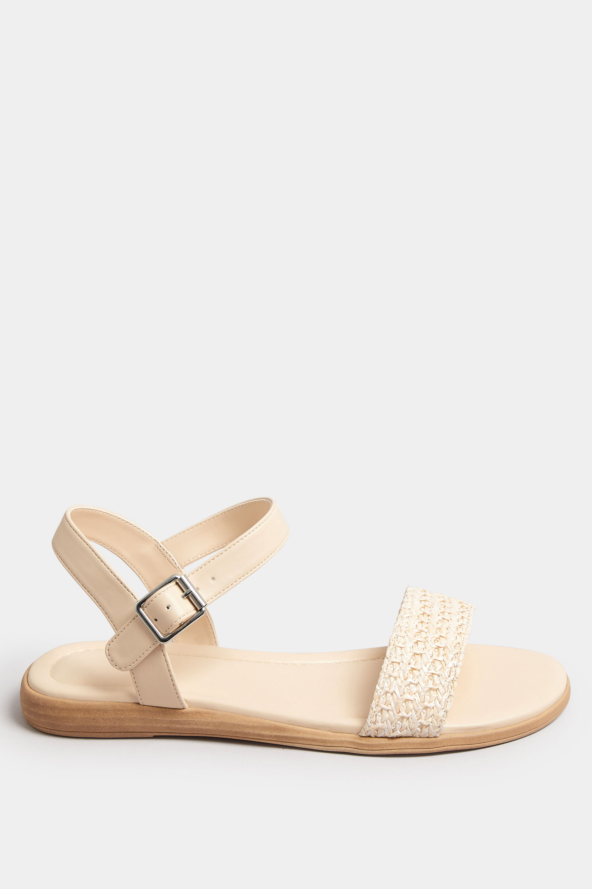 White Raffia Sandals In Extra Wide EEE Fit | Yours Clothing 3