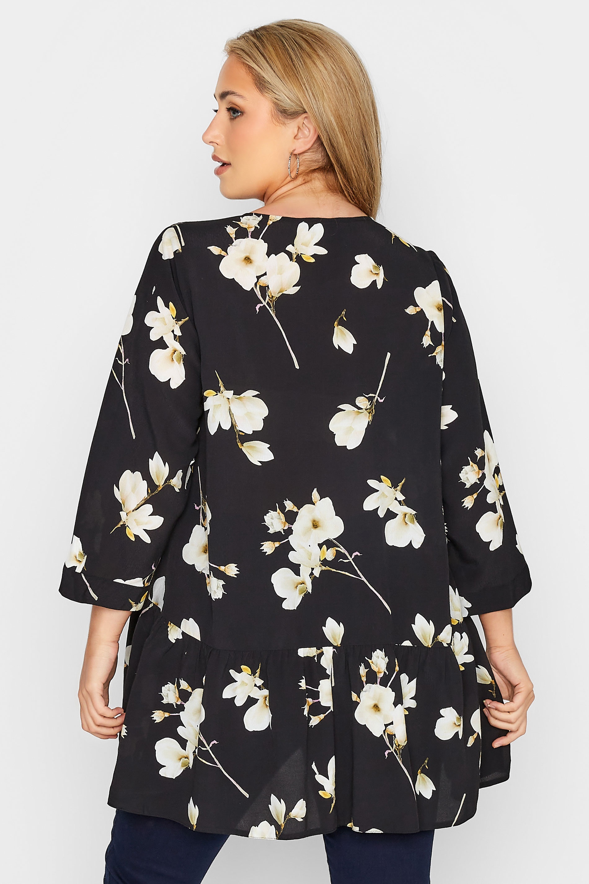 Grande taille  Tops Grande taille  Blouses & Chemisiers | Curve Black Rose Print Button Blouse - RA93299