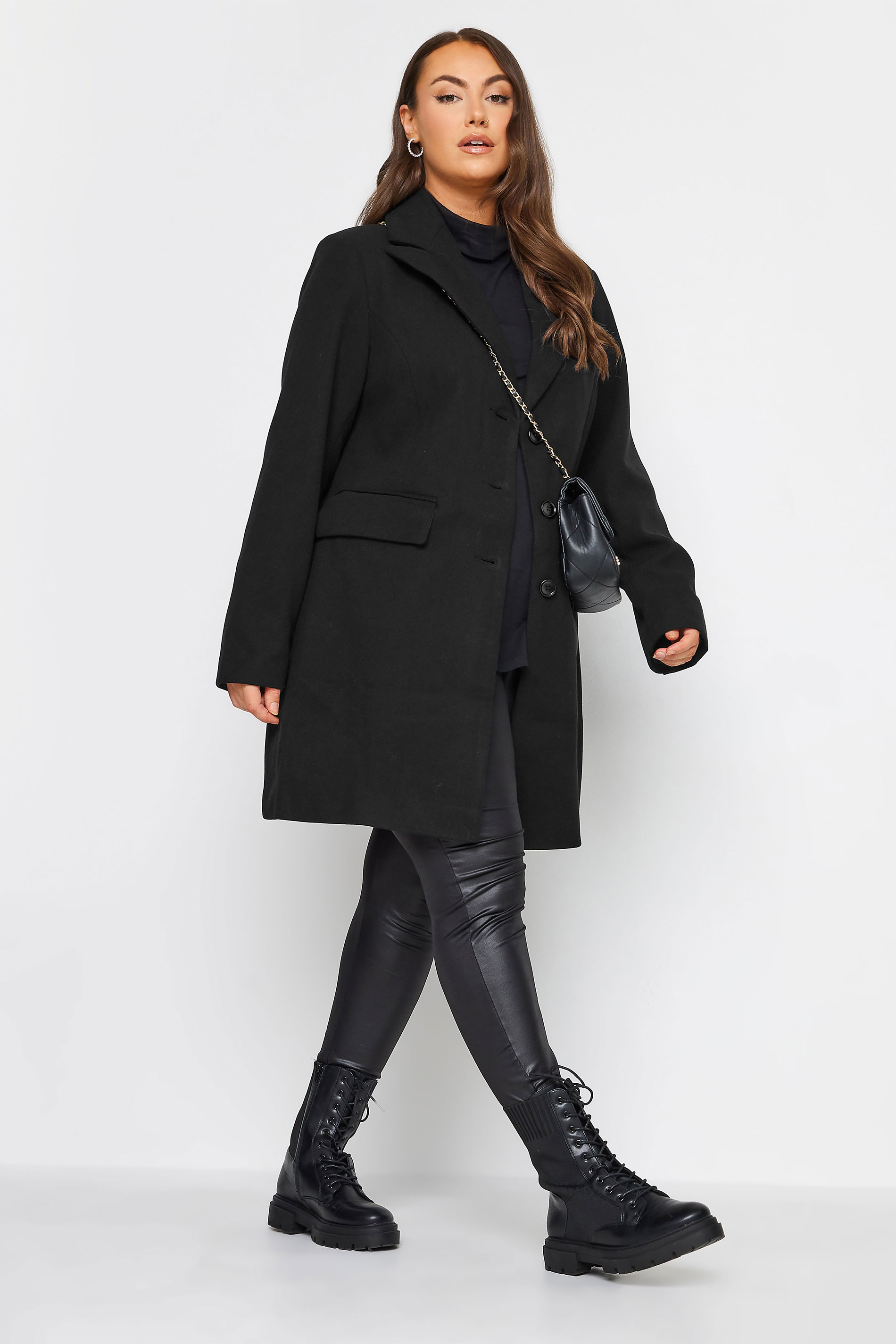 YOURS Plus Size Black Midi Formal Coat | Yours Clothing 2