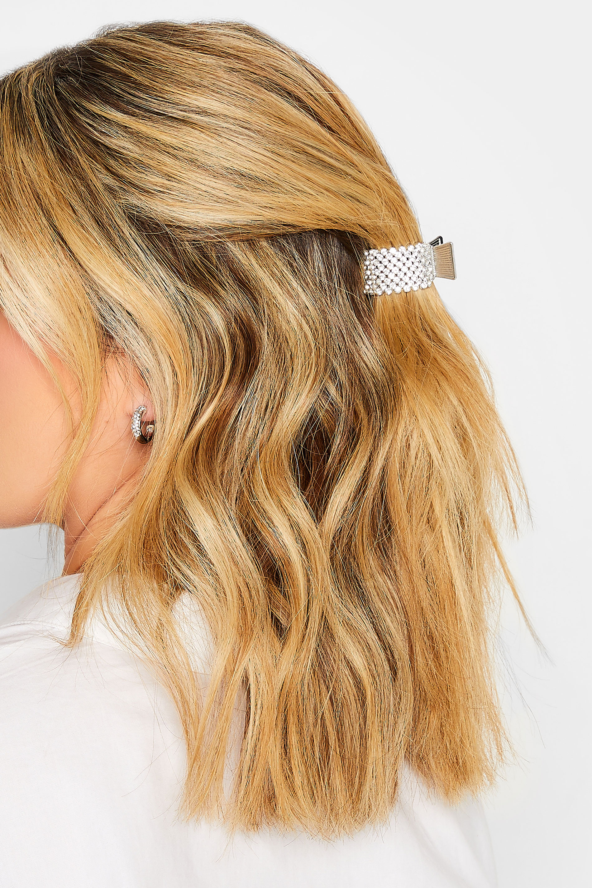 Silver Diamante Hair Cuff Clip | Yours Clothing 1