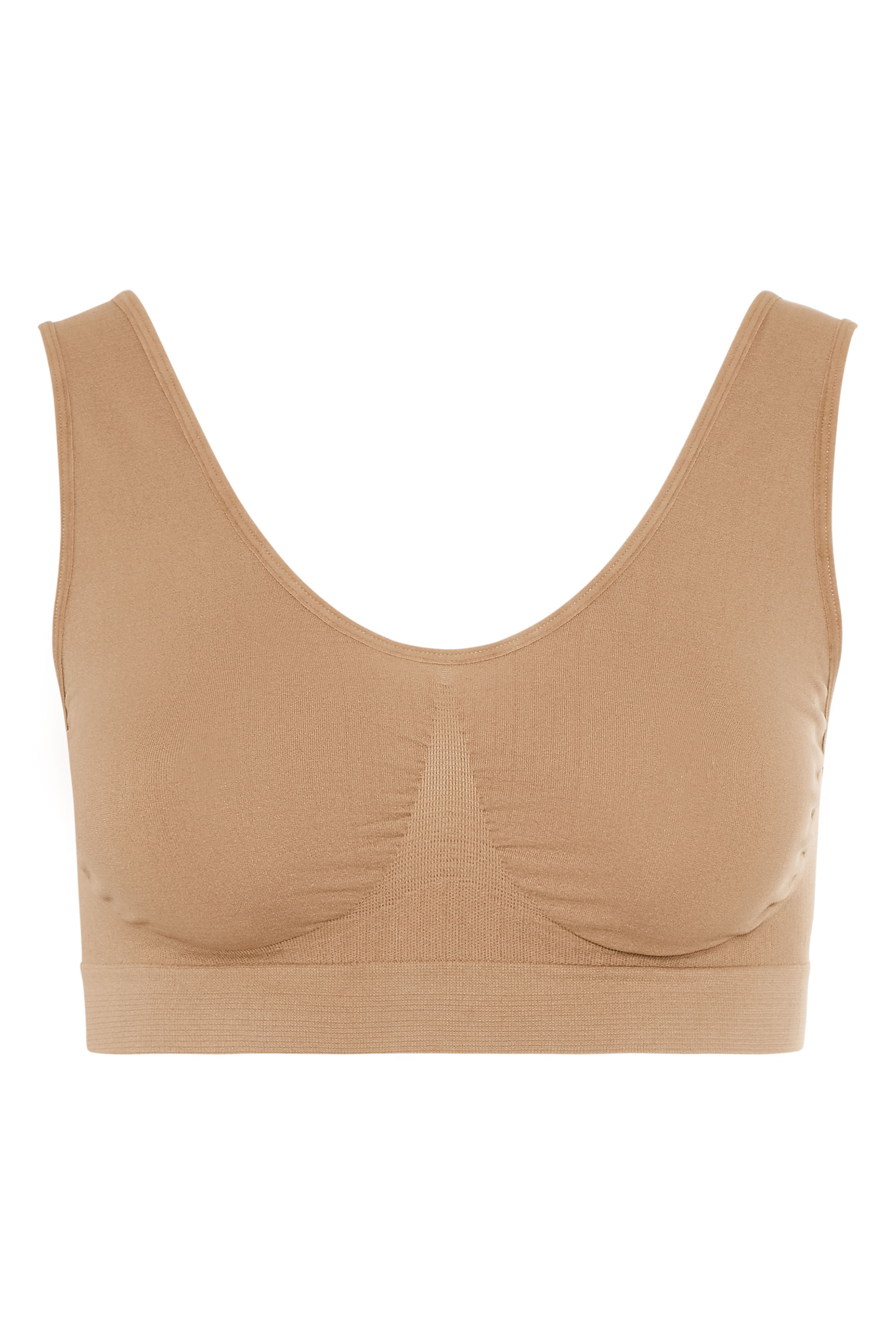 Plus Size Brown Seamless Padded Non-Wired Bralette