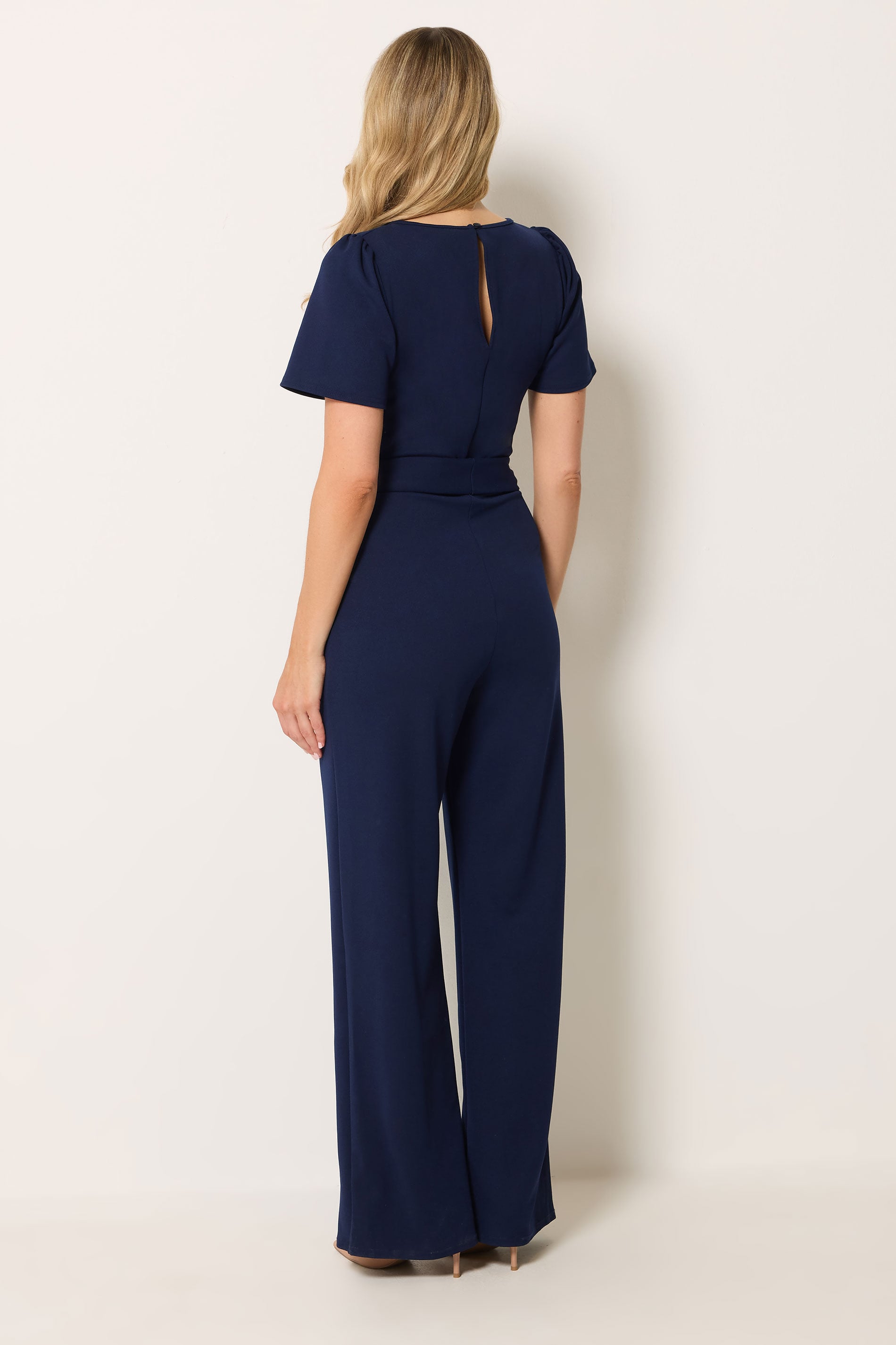 LTS Tall Women's Navy Blue Scuba Button Front Jumpsuit | Long Tall Sally 2