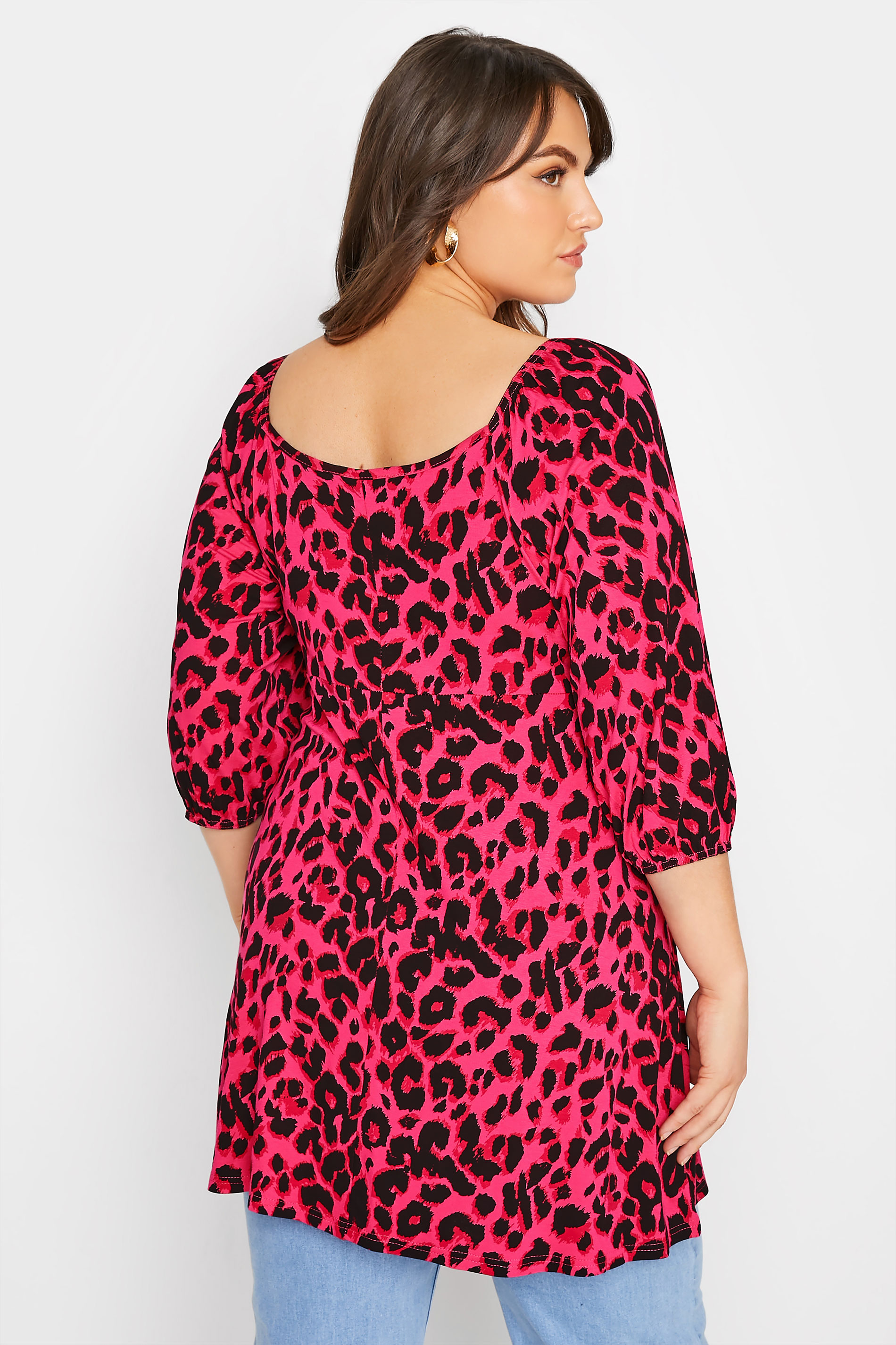 LIMITED COLLECTION Plus Size Hot Pink Leopard Print Wrap Top | Yours Clothing 3