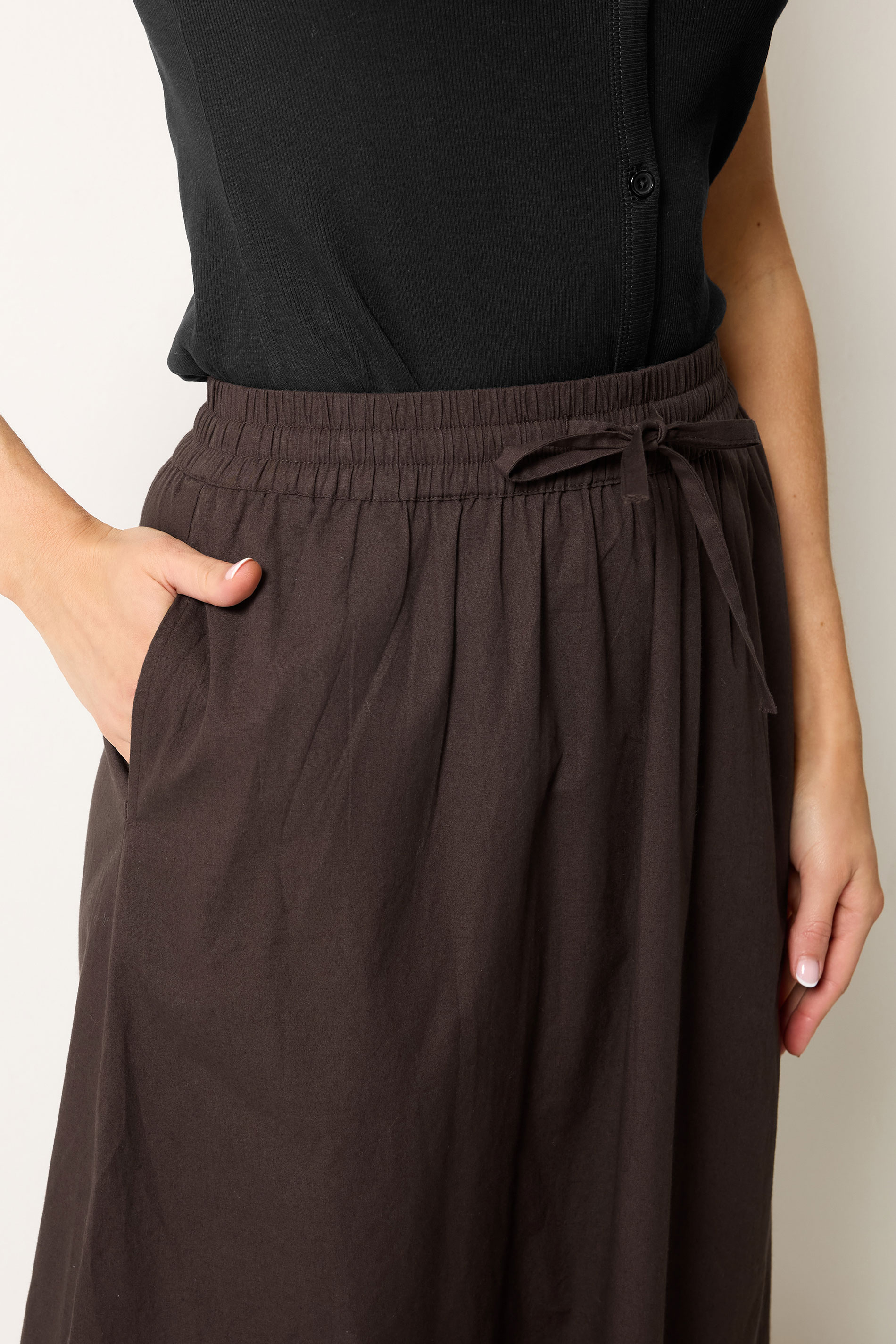 LTS Tall Women's Chocolate Brown Pull On Cotton Maxi Skirt | Long Tall Sally 4