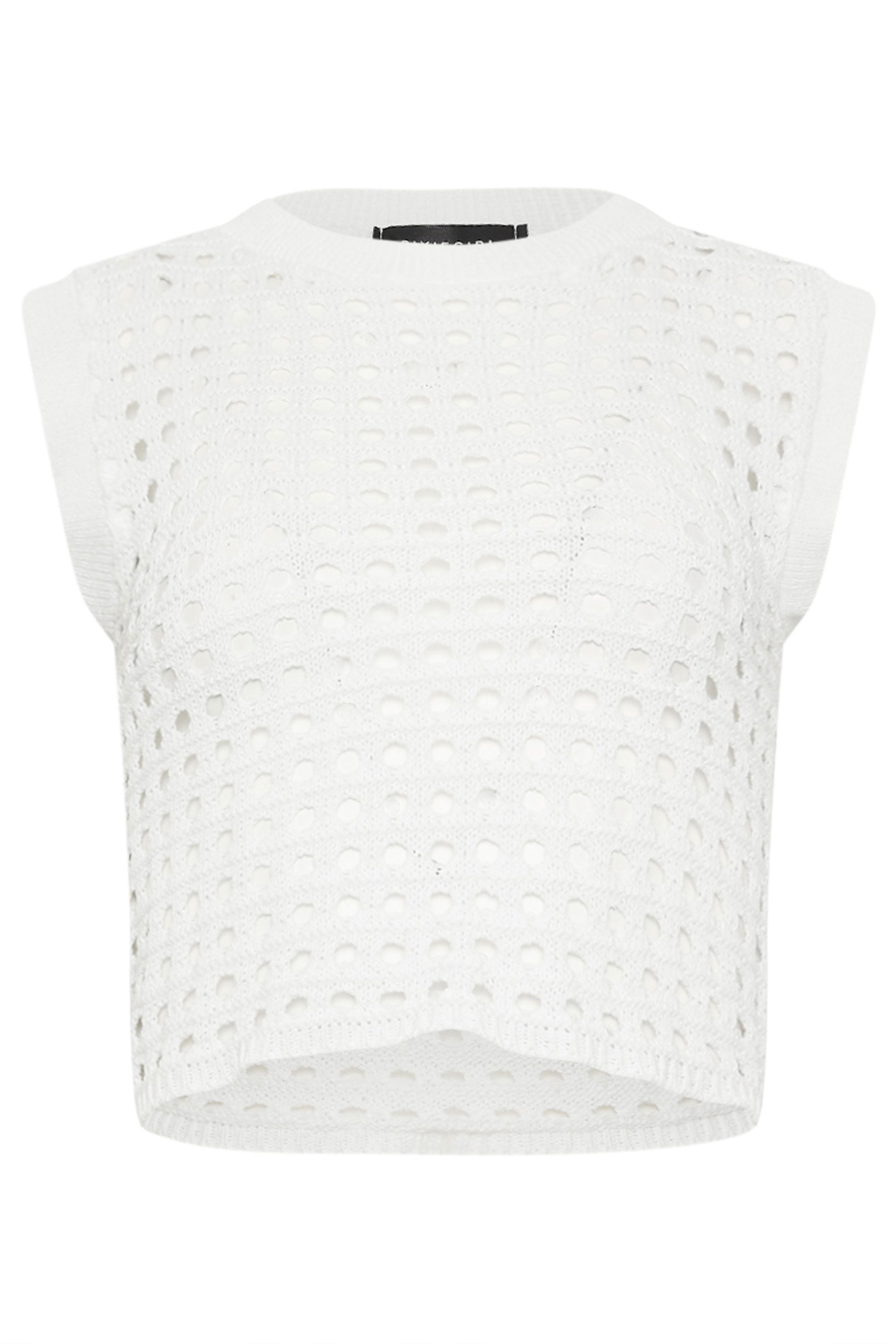 PixieGirl Petite White Crochet Tank Top | PixieGirl 5