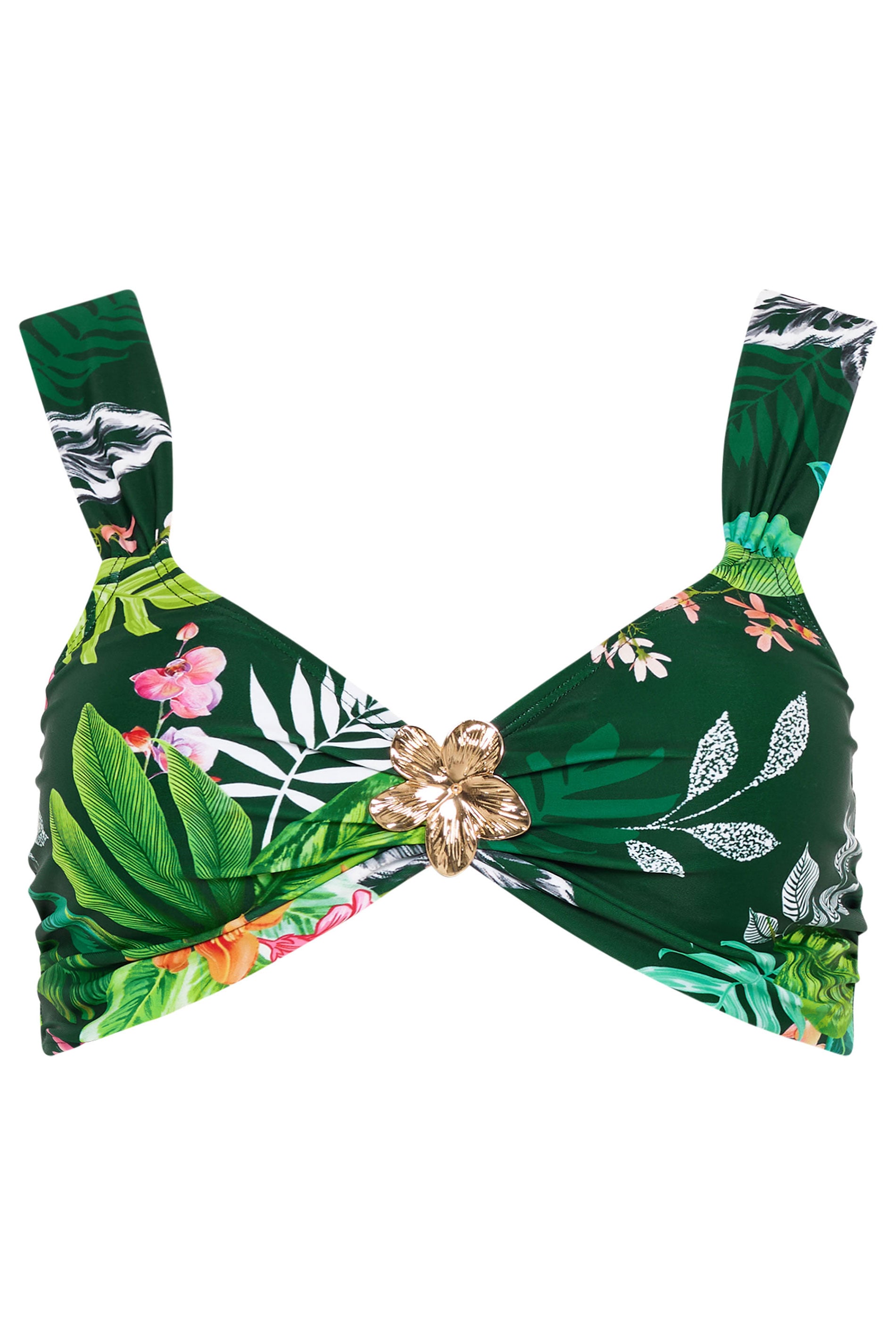 M&Co Green Tropical Print Bikini Top | M&Co 5