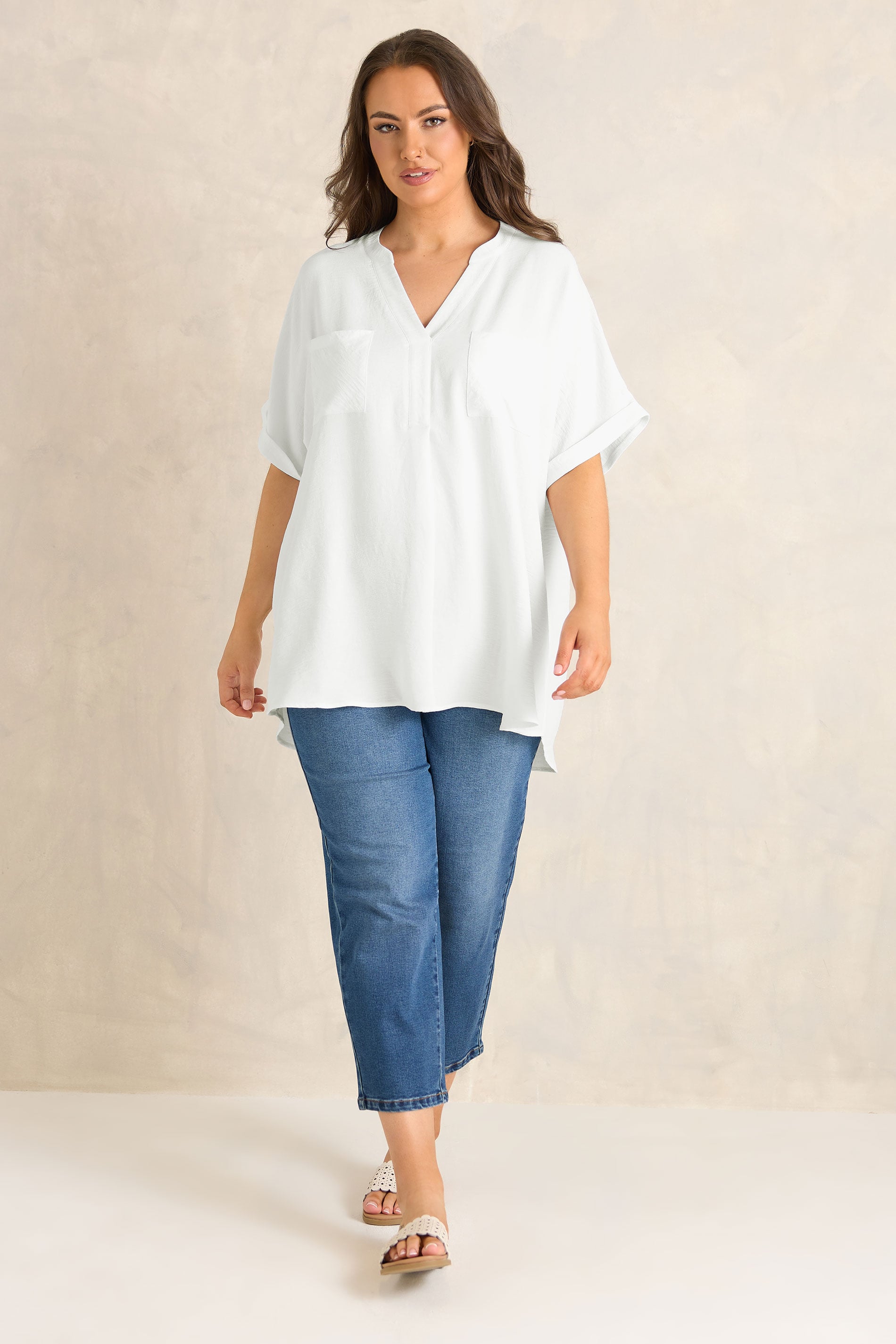 EVANS Plus Size White Short Sleeve Utility Blouse | Evans  2
