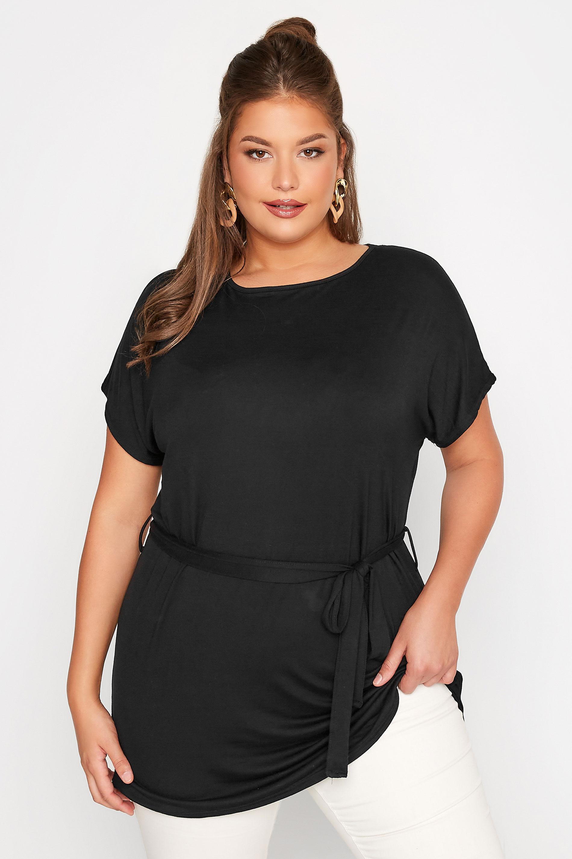 Grande taille  Tops Grande taille  Tops Casual | LIMITED COLLECTION Curve Black Waist Tie Top - XU07231