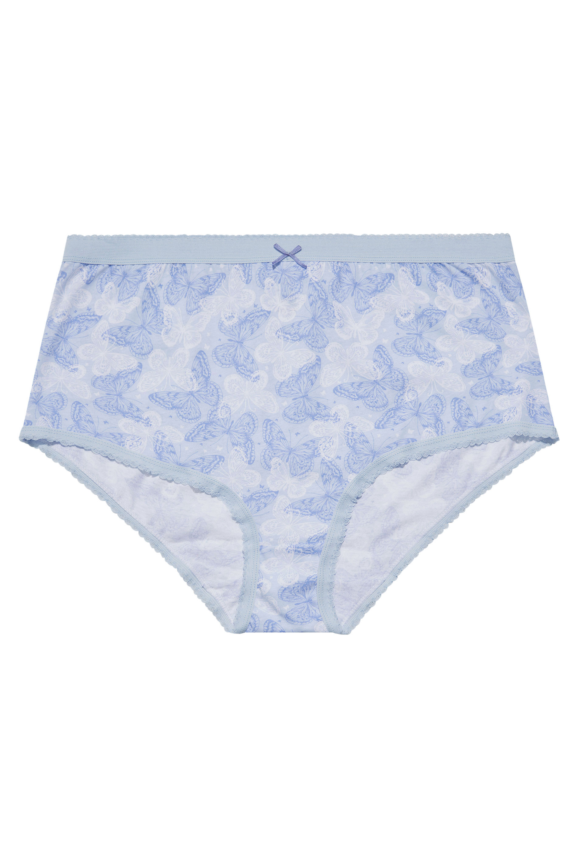 Plus Size 5 PACK Blue Butterfly Print Full Briefs | Yours Clothing  3