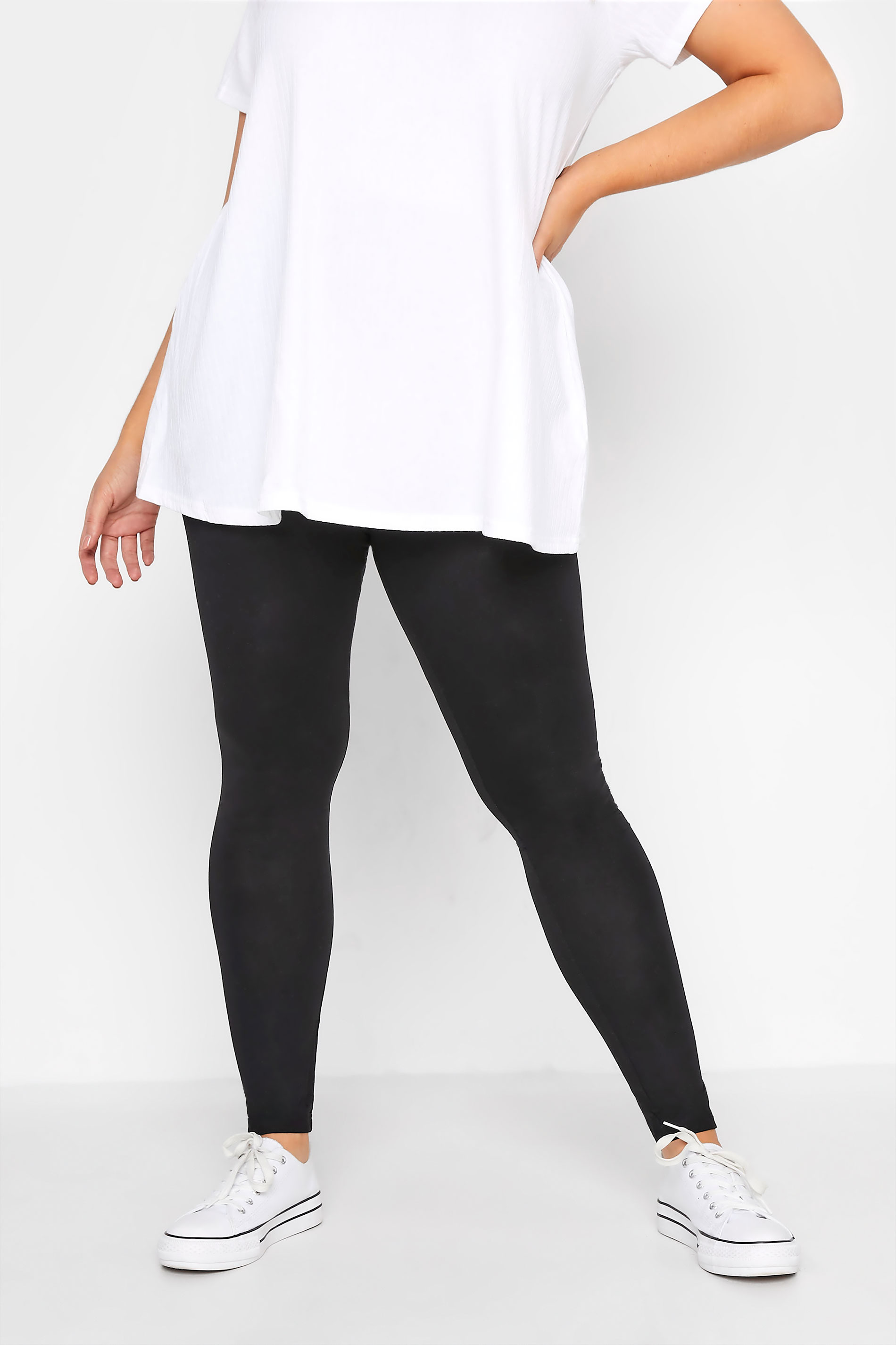 Plus Size 2 PACK Black Soft Touch Stretch Leggings | Yours Clothing 2