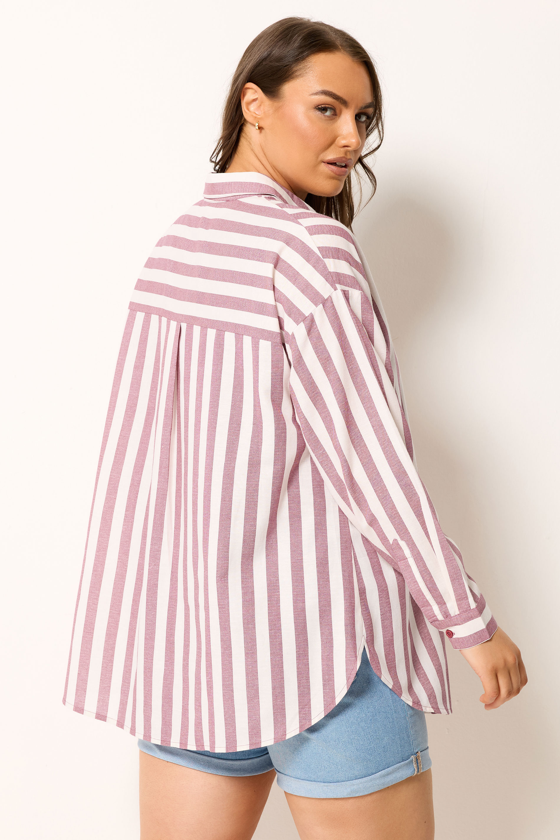 YOURS Plus Size Red Stripe Linen Shirt | Yours Clothing 4