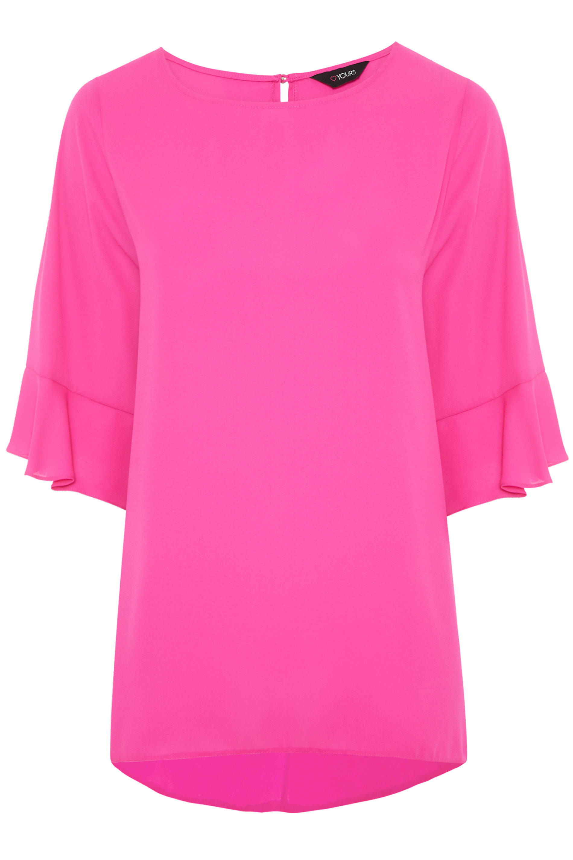 Bright Pink Flute Sleeve Tunic | Yours Clothing