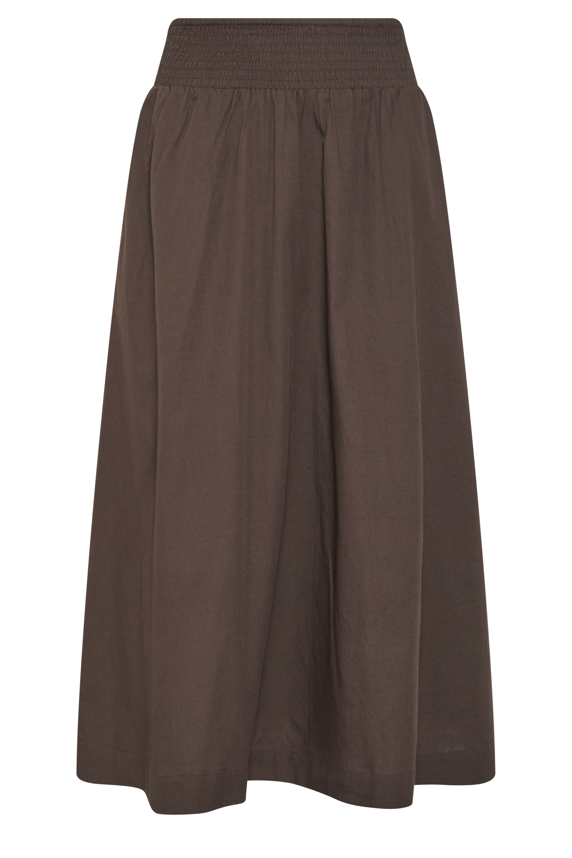 PixieGirl Petite Women's Chocolate Brown Poplin Shirred Cotton Maxi Skirt | PixieGirl 5