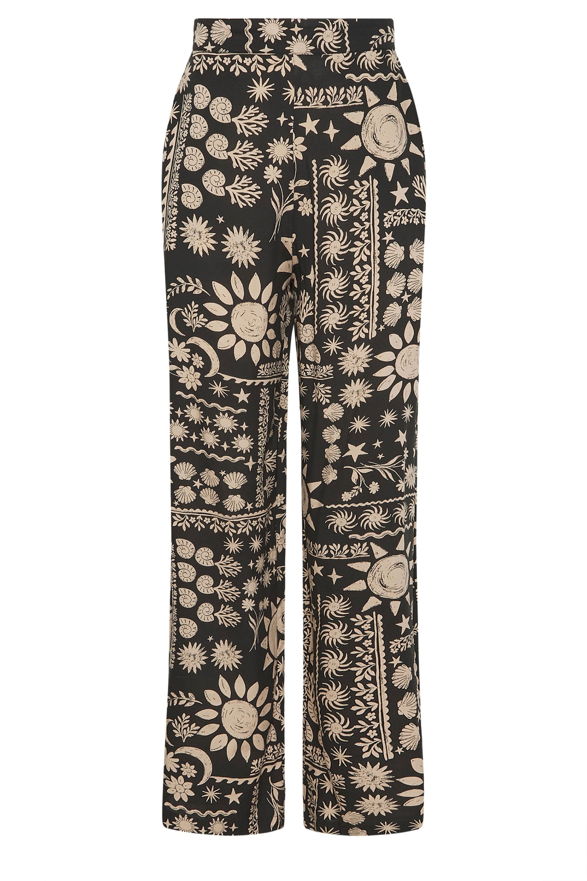 LTS Tall Women's Black Tropical Print Wide Leg Trousers | Long Tall Sally 5
