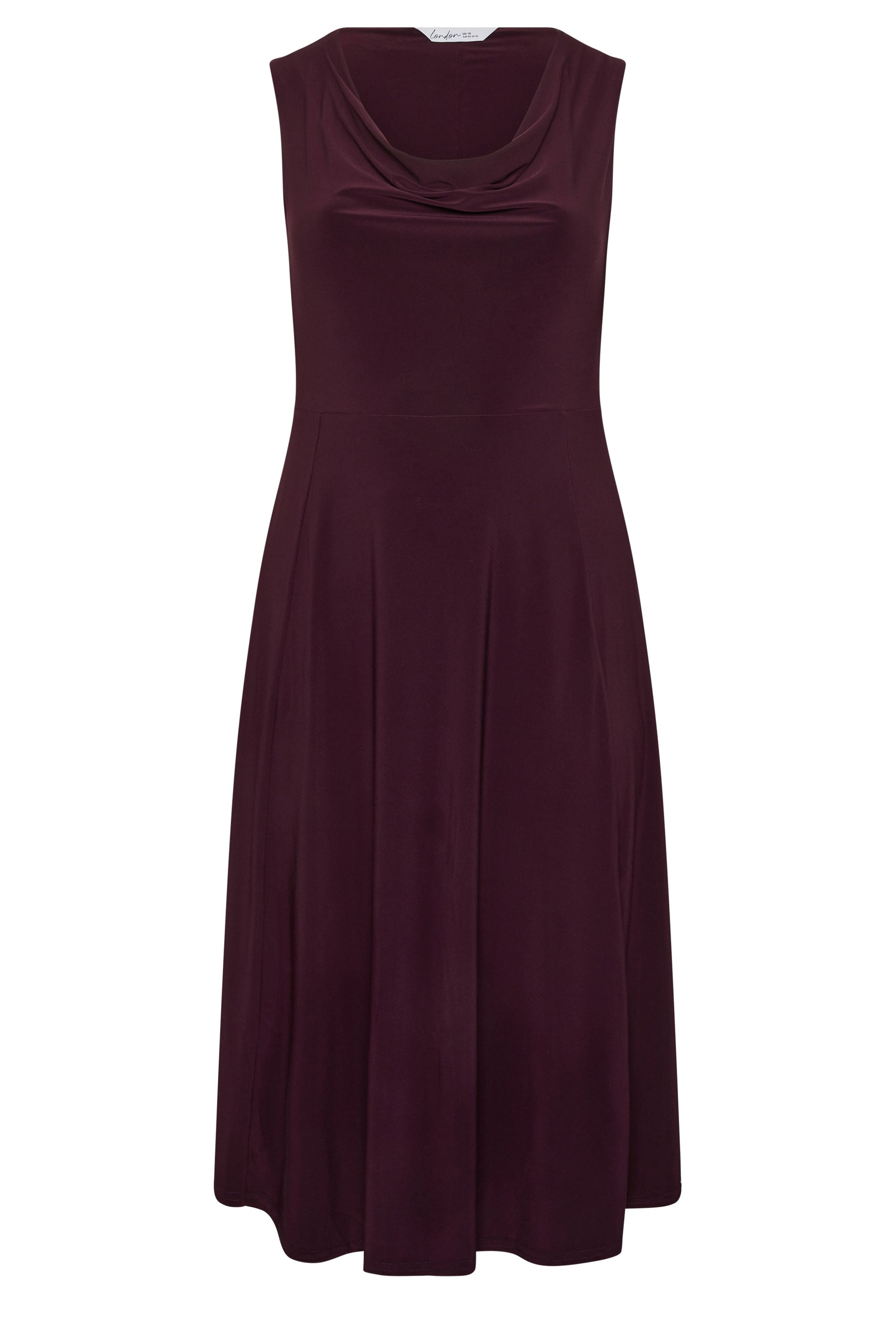 YOURS LONDON Plus Size Dark Purple Drape Front Midi Dress | Yours Clothing 5