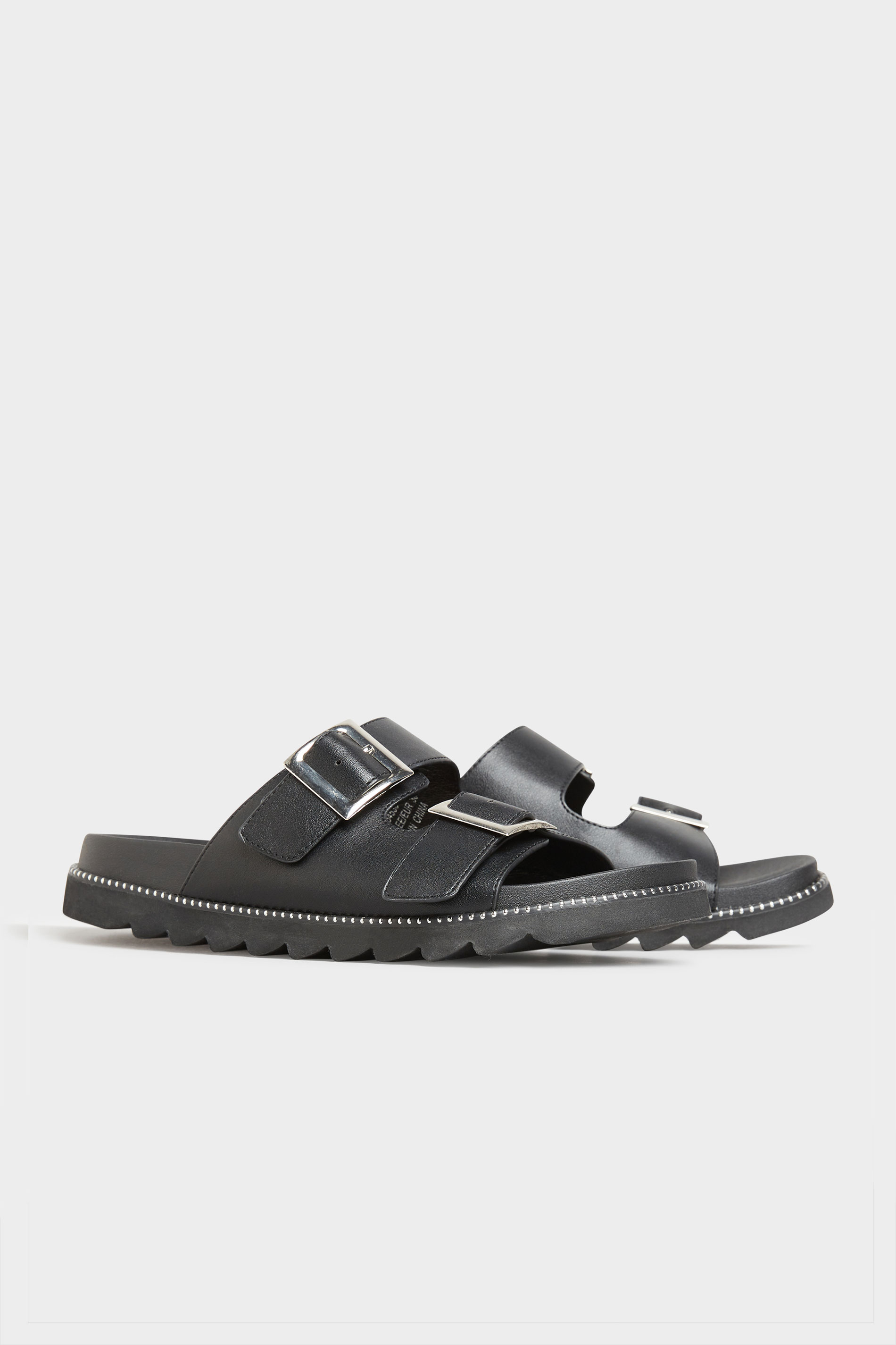 LIMITED COLLECTION Black Stud Buckle Sandal In Extra Wide Fit | Long ...