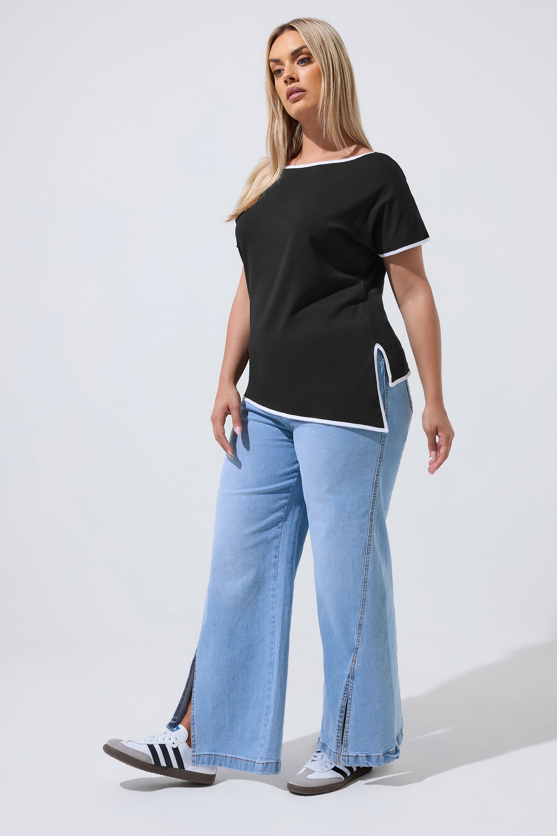 LIMITED COLLECTION Plus Size Black Contrast Trim Top | Yours Clothing 1