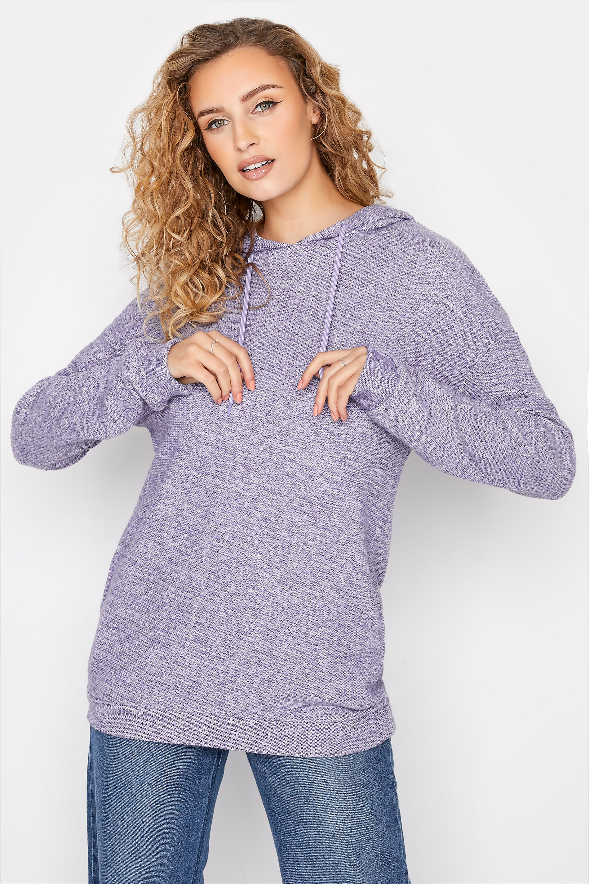 LTS Tall Purple Ribbed Soft Touch Hoodie 1