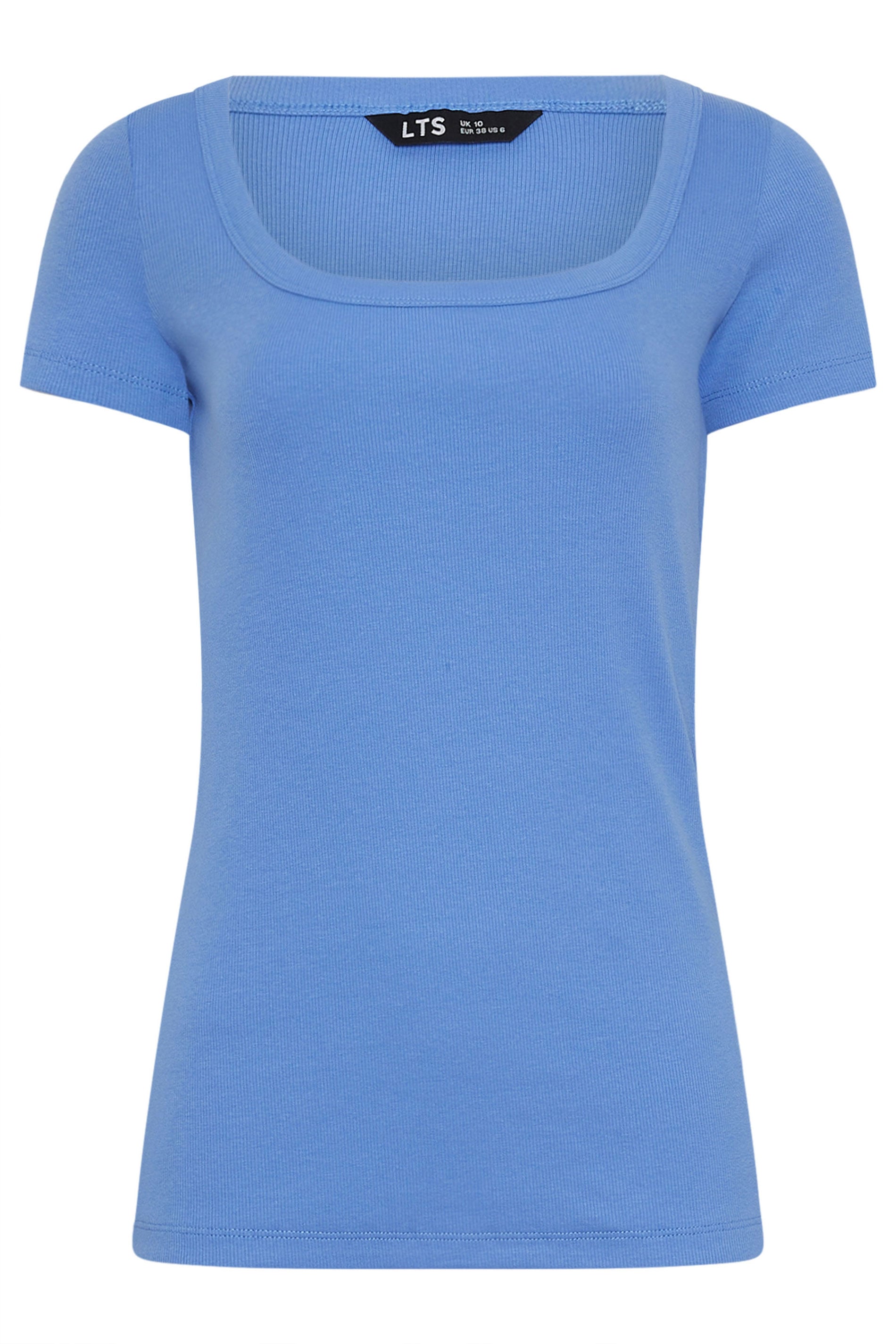 LTS Tall Women's Sky Blue Square Neck Ribbed T-Shirt | Long Tall Sally 5