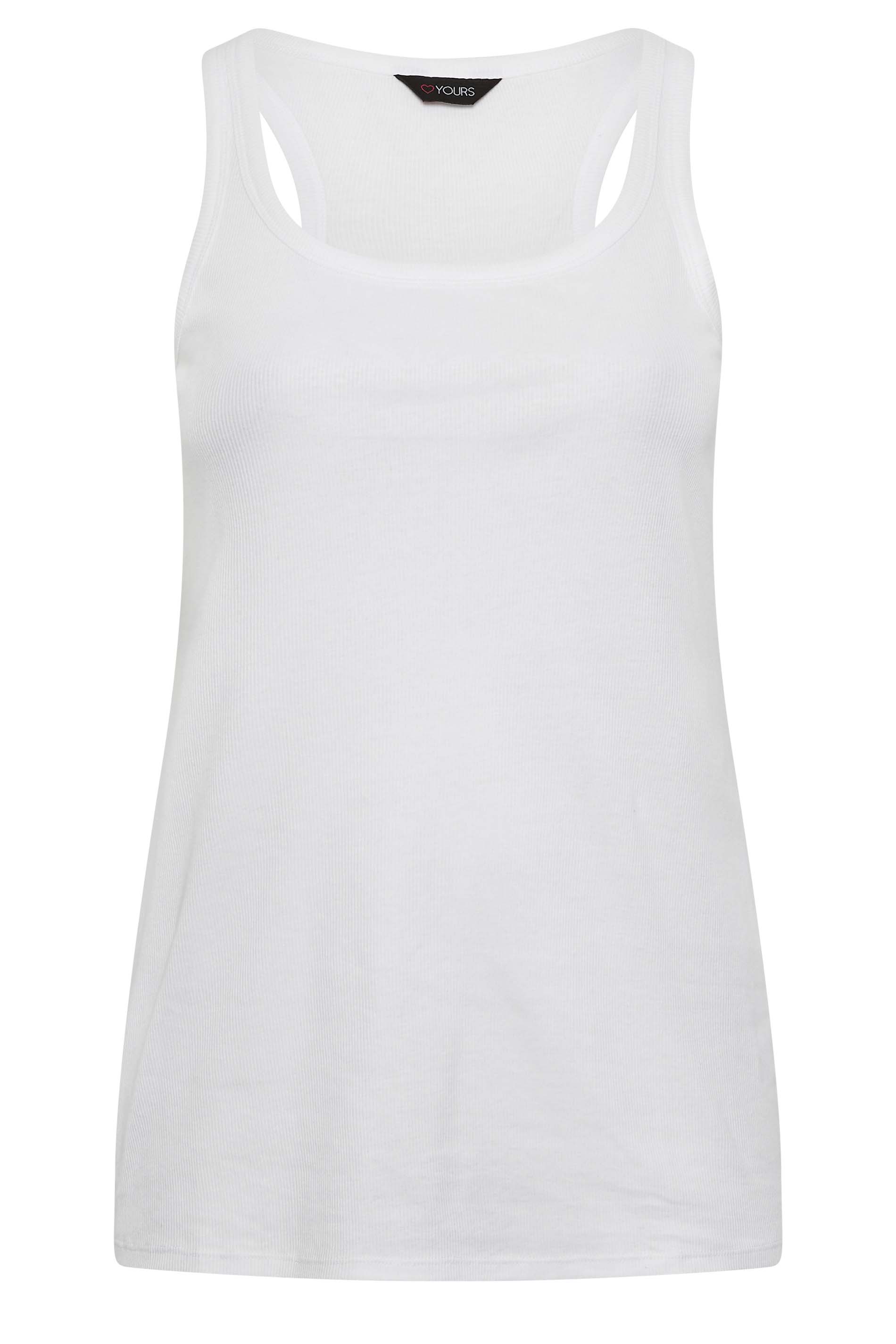 YOURS Plus Size White Ribbed Racer Back Vest Top