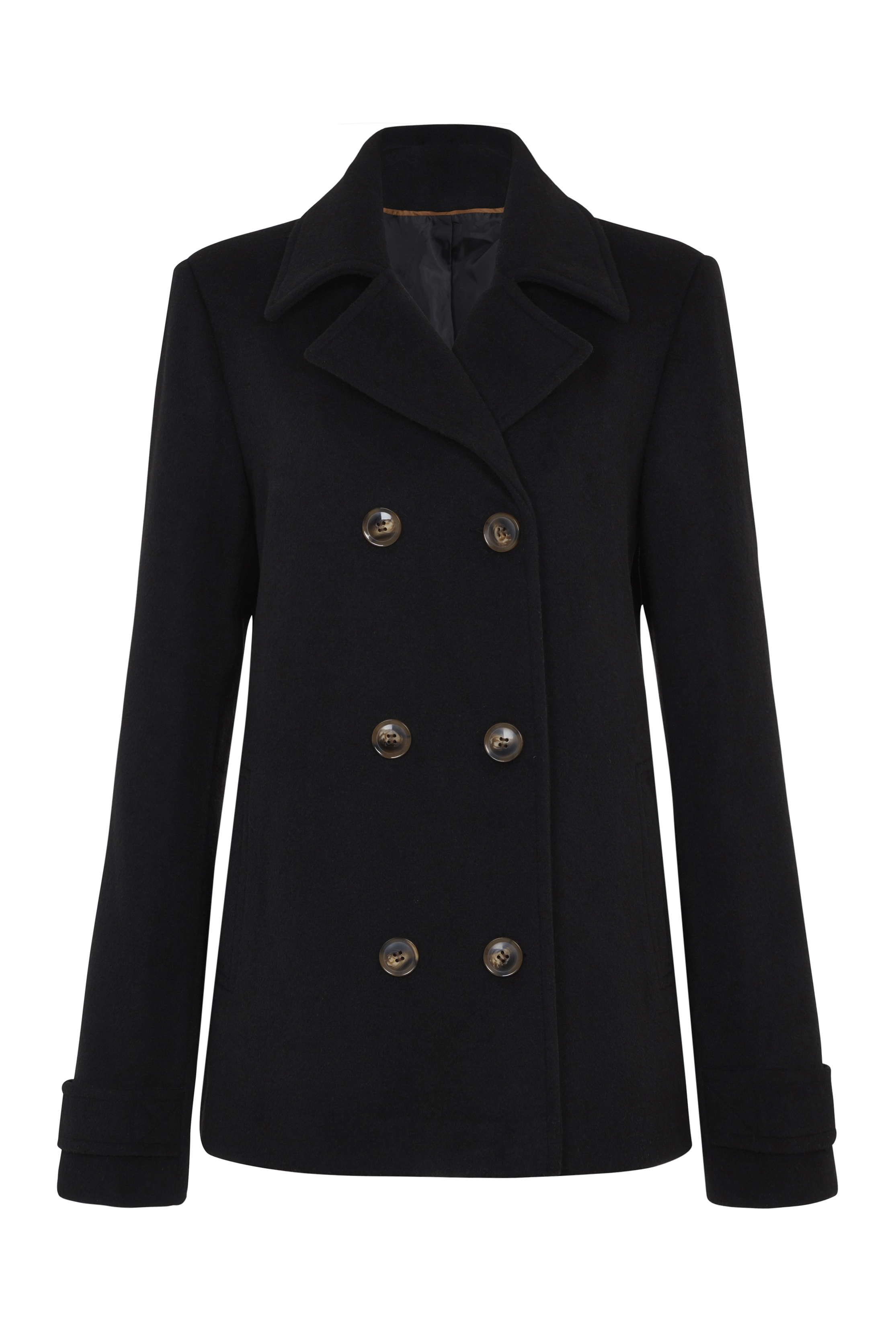 Black Wool Double Breasted Pea Coat | Long Tall Sally