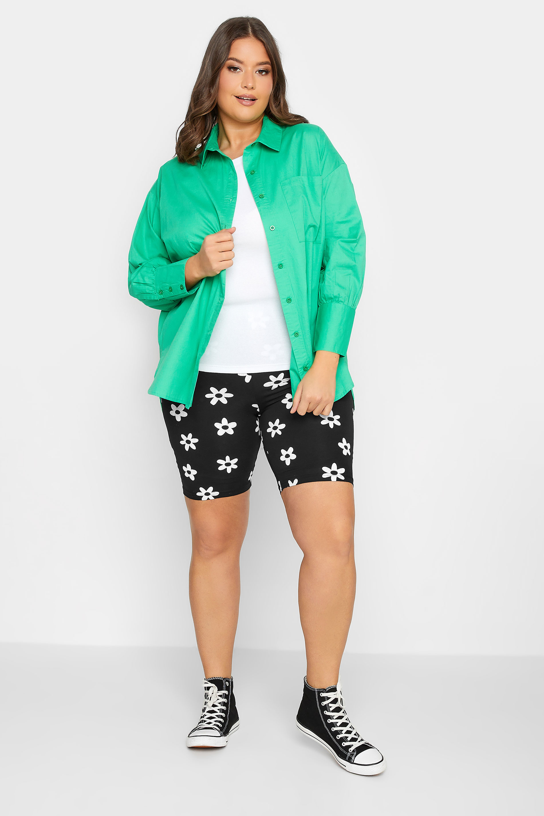 YOURS Curve Plus Size 2 PACK Black Floral Cycling Shorts | Yours Clothing  3