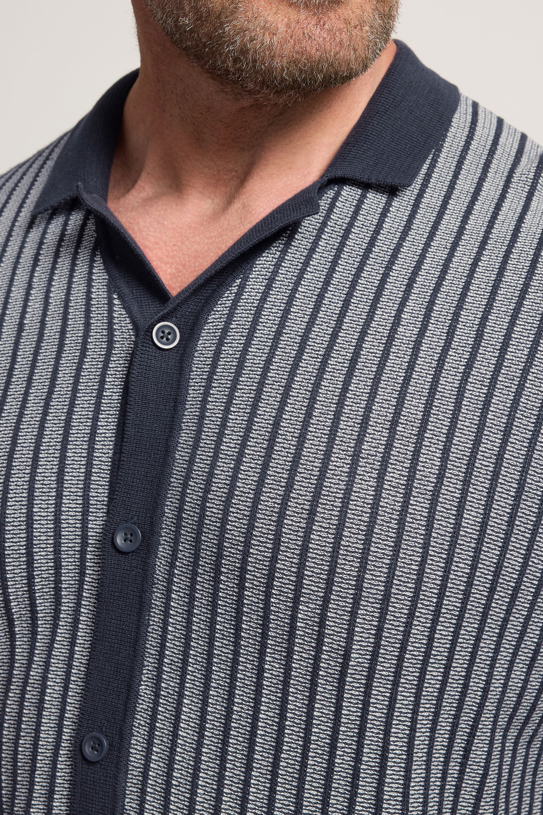 BadRhino Big & Tall Navy Blue Knitted Stripe Shirt | BadRhino 5
