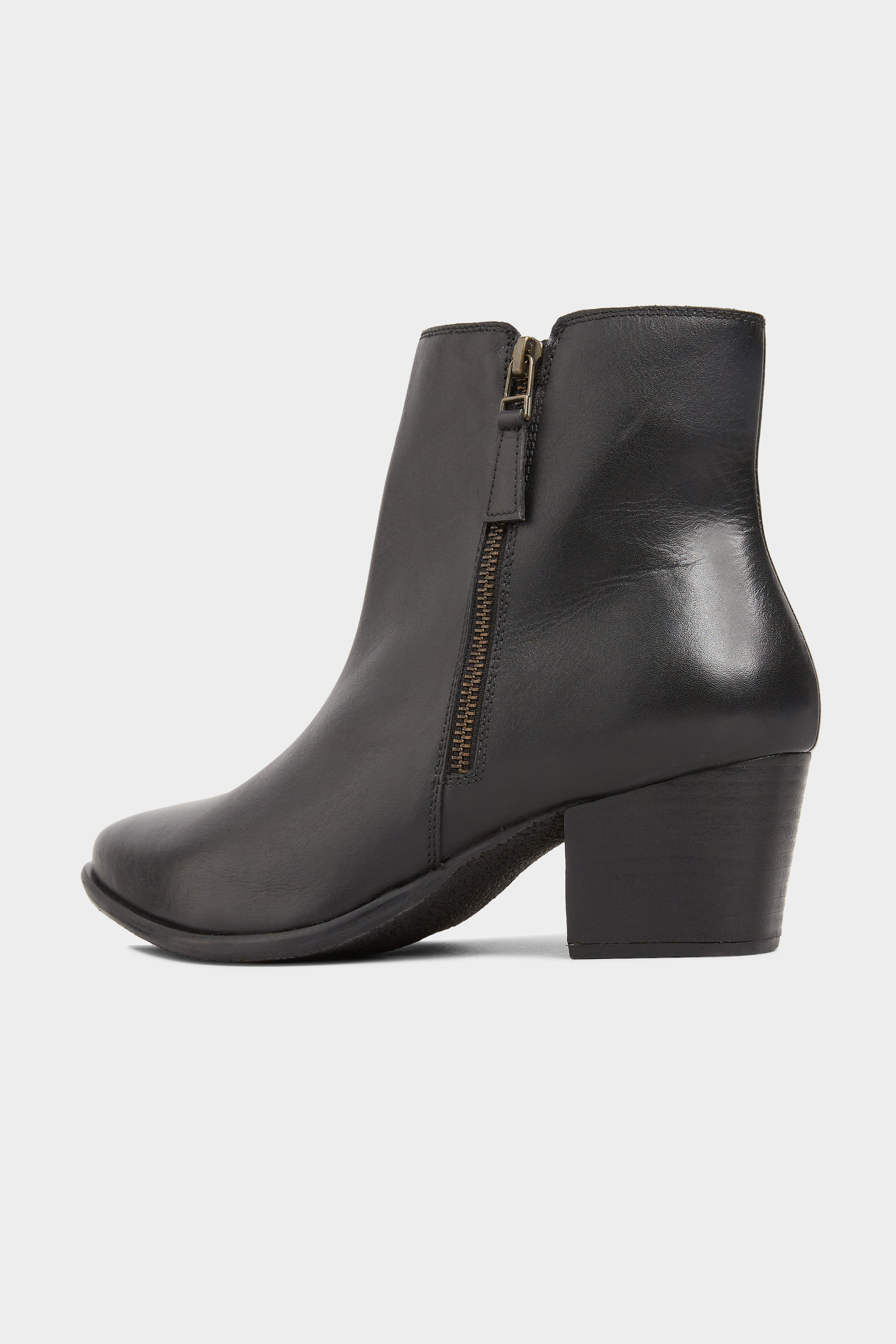 Black Leather Western Ankle Boots In Extra Wide Fit | Long Tall Sally
