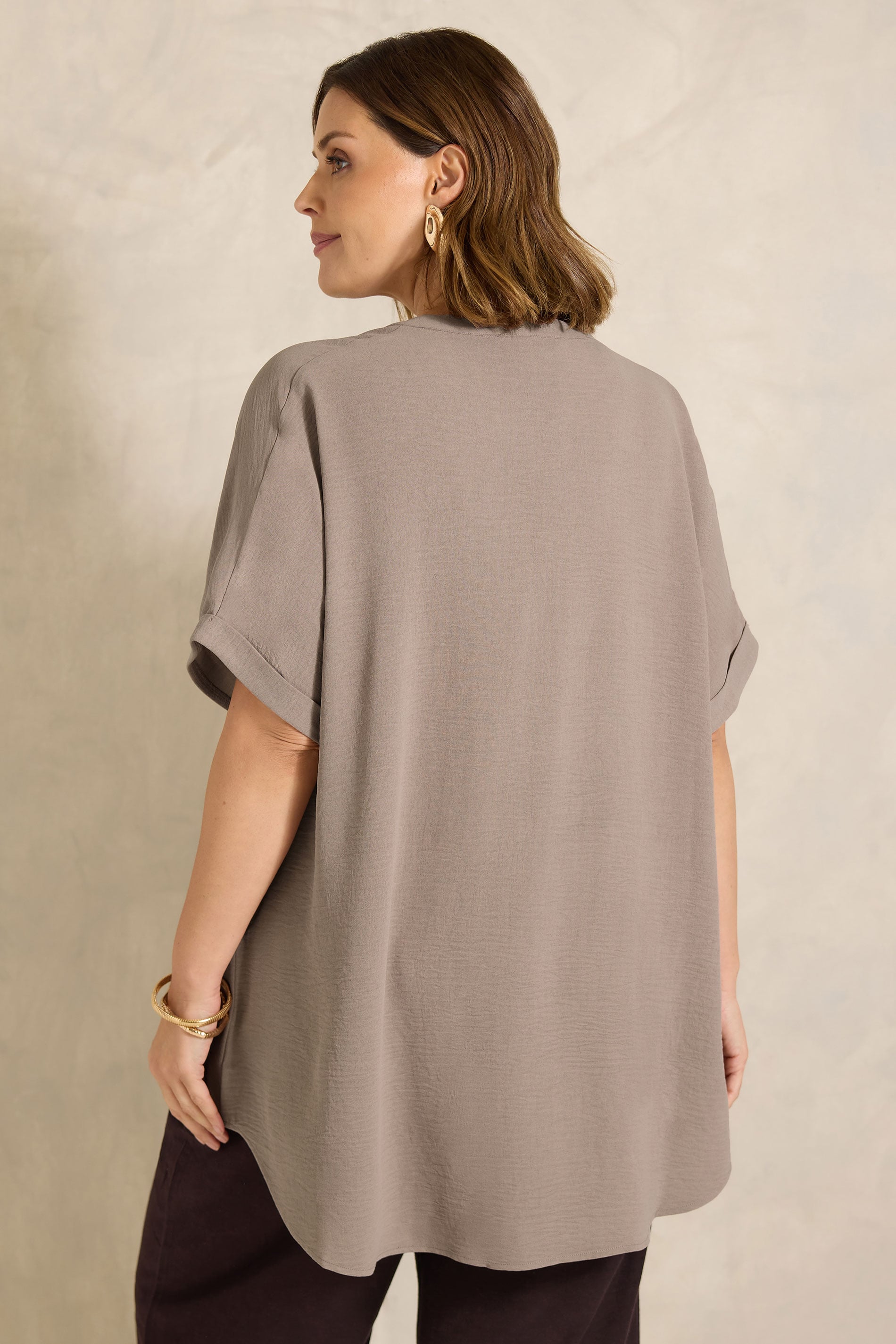 EVANS Plus Size Mocha Brown Overhead Utility Shirt | Evans 2