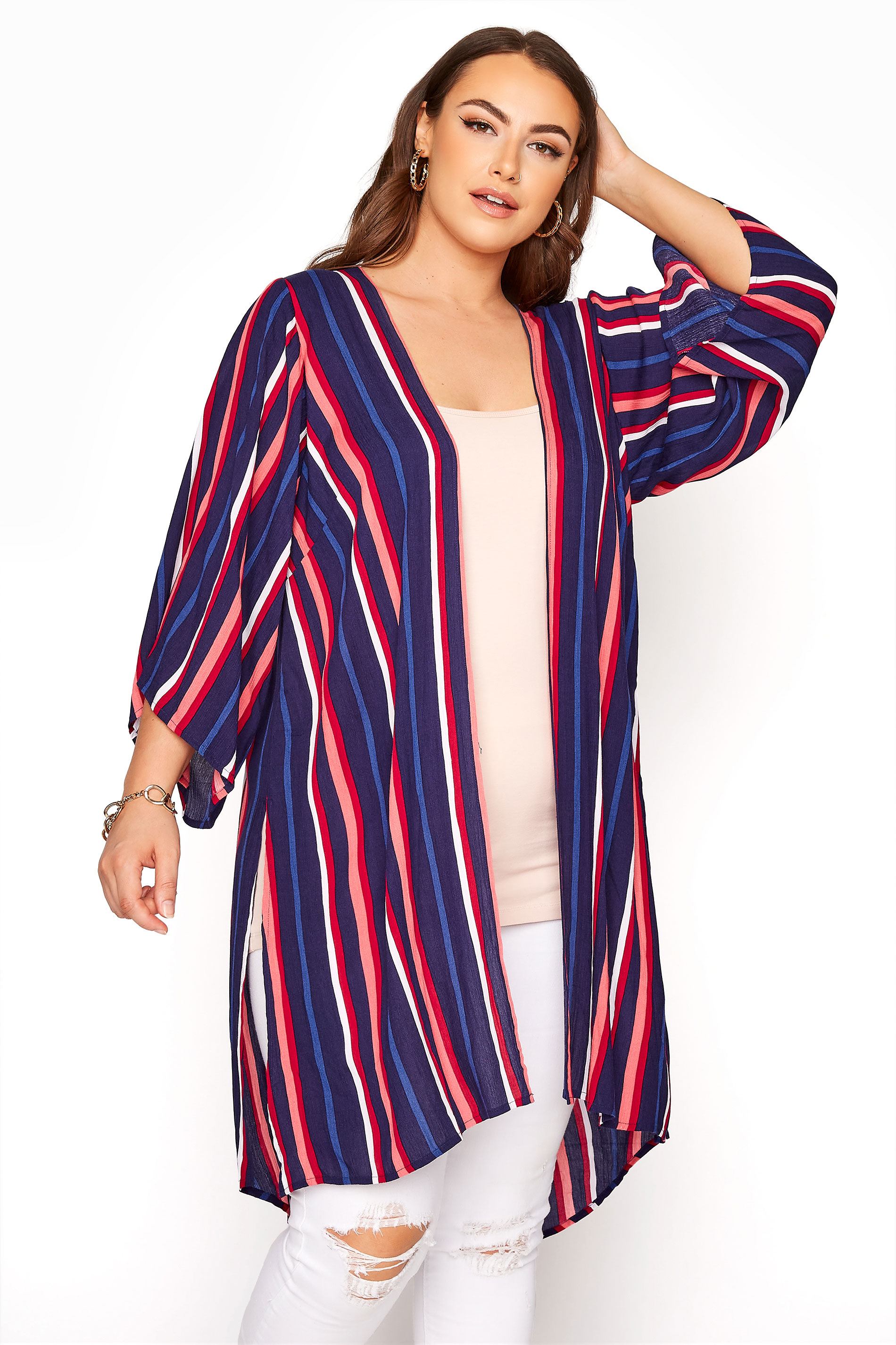 Limited Collection Blue Striped Kimono Yours Clothing 3923