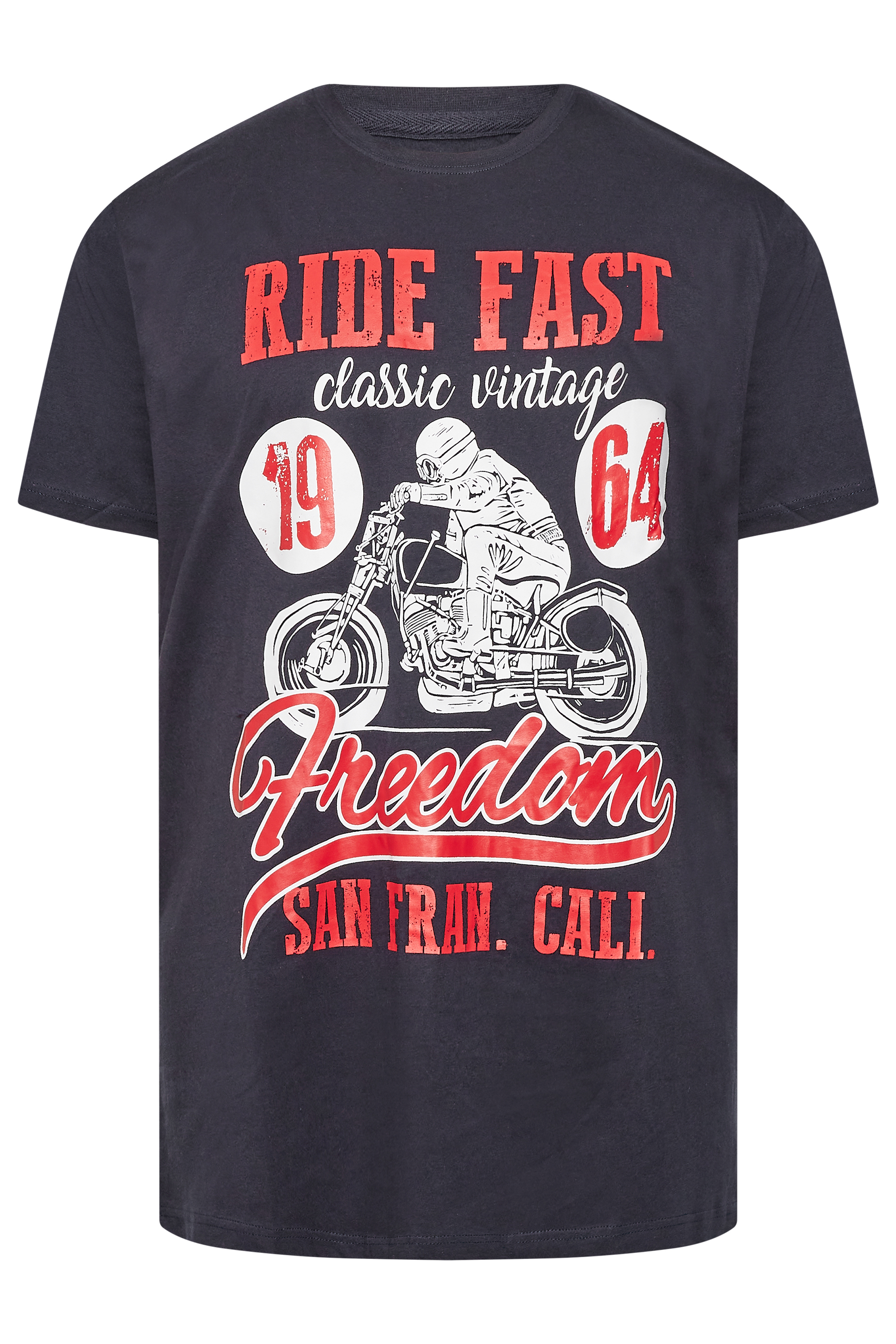 KAM Big & Tall Navy Blue 'Ride Fast' T-Shirt | BadRhino 3