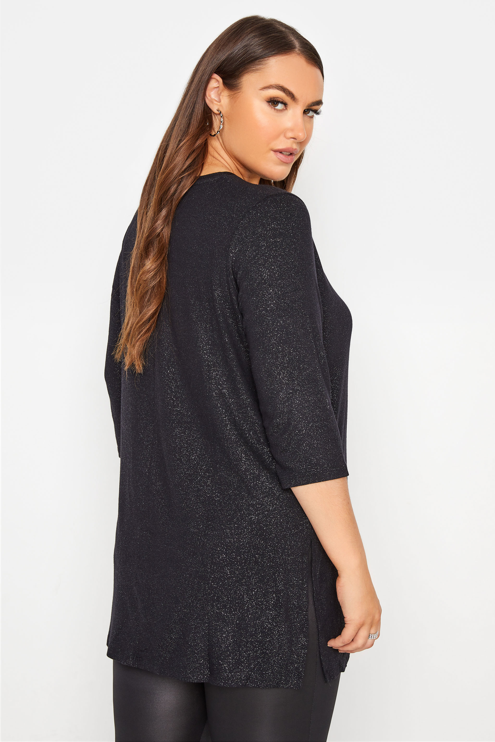 Plus Size Black Foil Print Swing Top | Yours Clothing 3