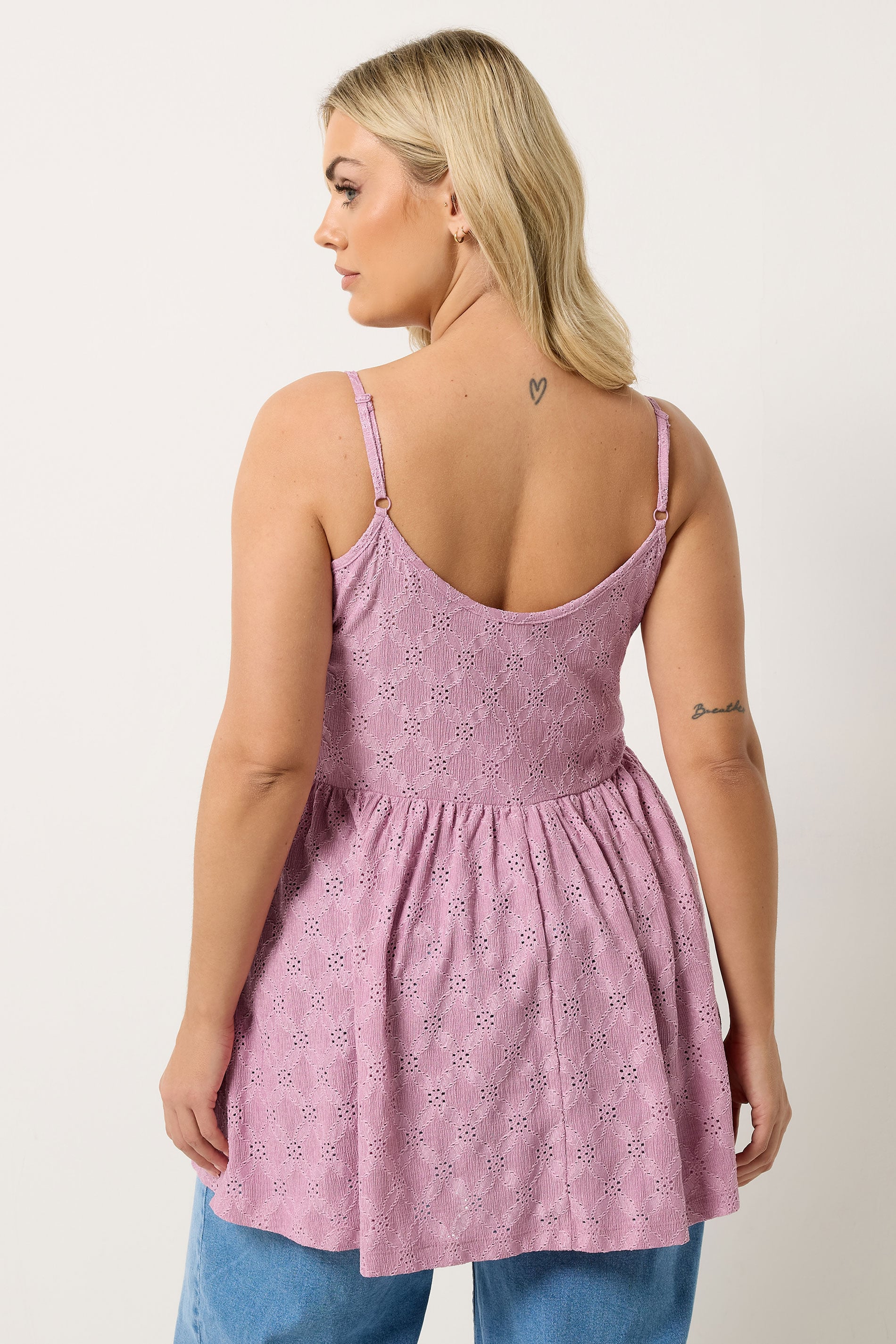 YOURS Plus Size Pink Broderie Anglaise Peplum Top | Yours Clothing 2