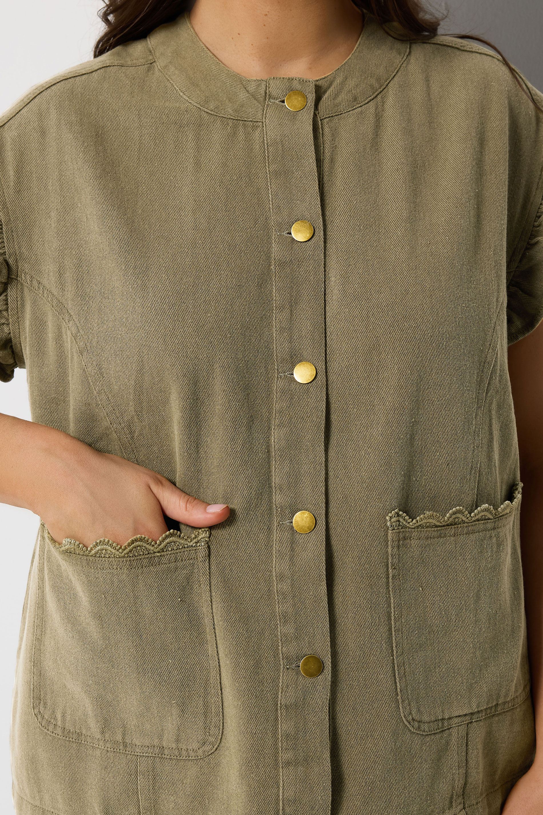 YOURS Plus Size Khaki Green Denim Waistcoat | Yours Clothing 4