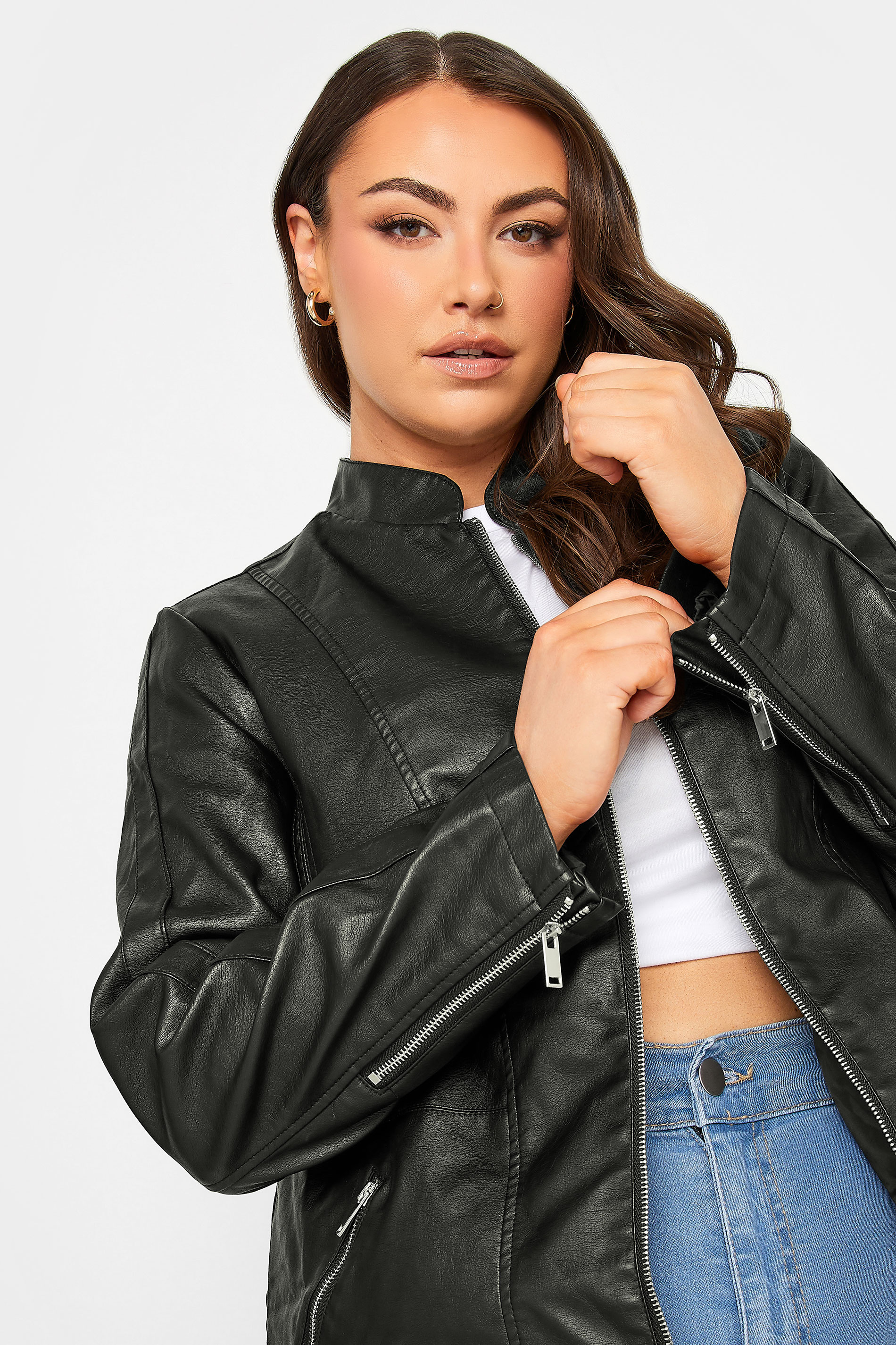 Plus Size Black Faux Leather Jacket Yours Clothing