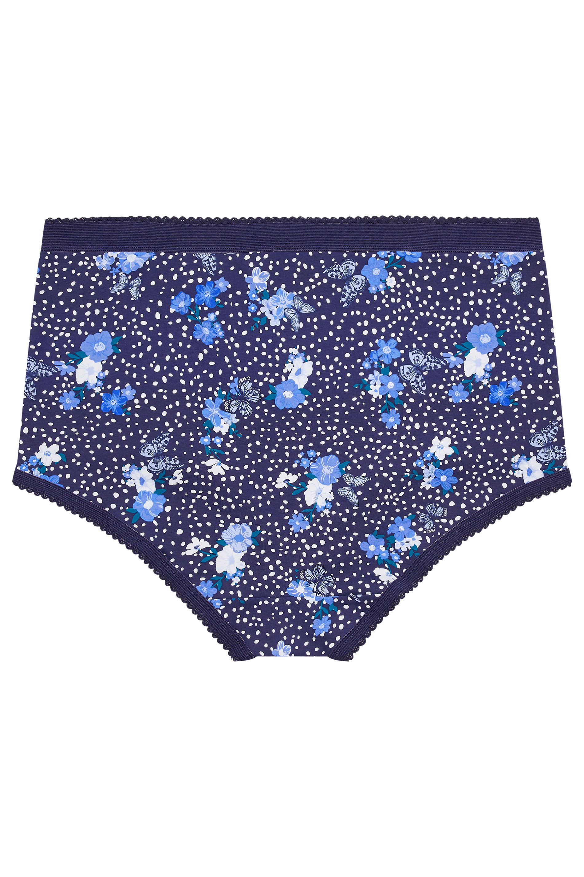 YOURSET 5 PACK Plus Size Blue Floral Butterfly Print Full Briefs | Yours Clothing 11