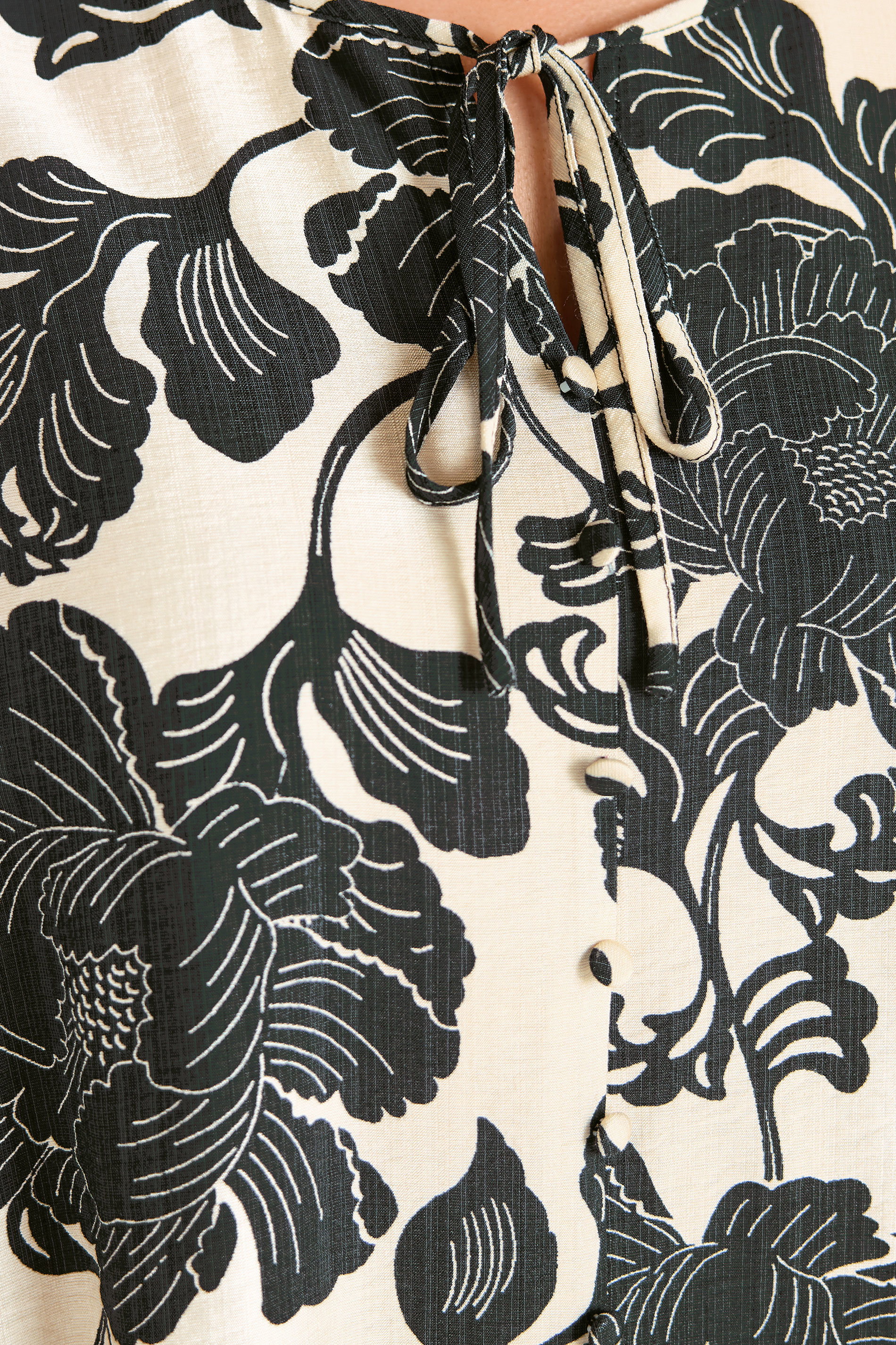 EVANS Plus Size Black Floral Tie Neck Blouse | Evans 4