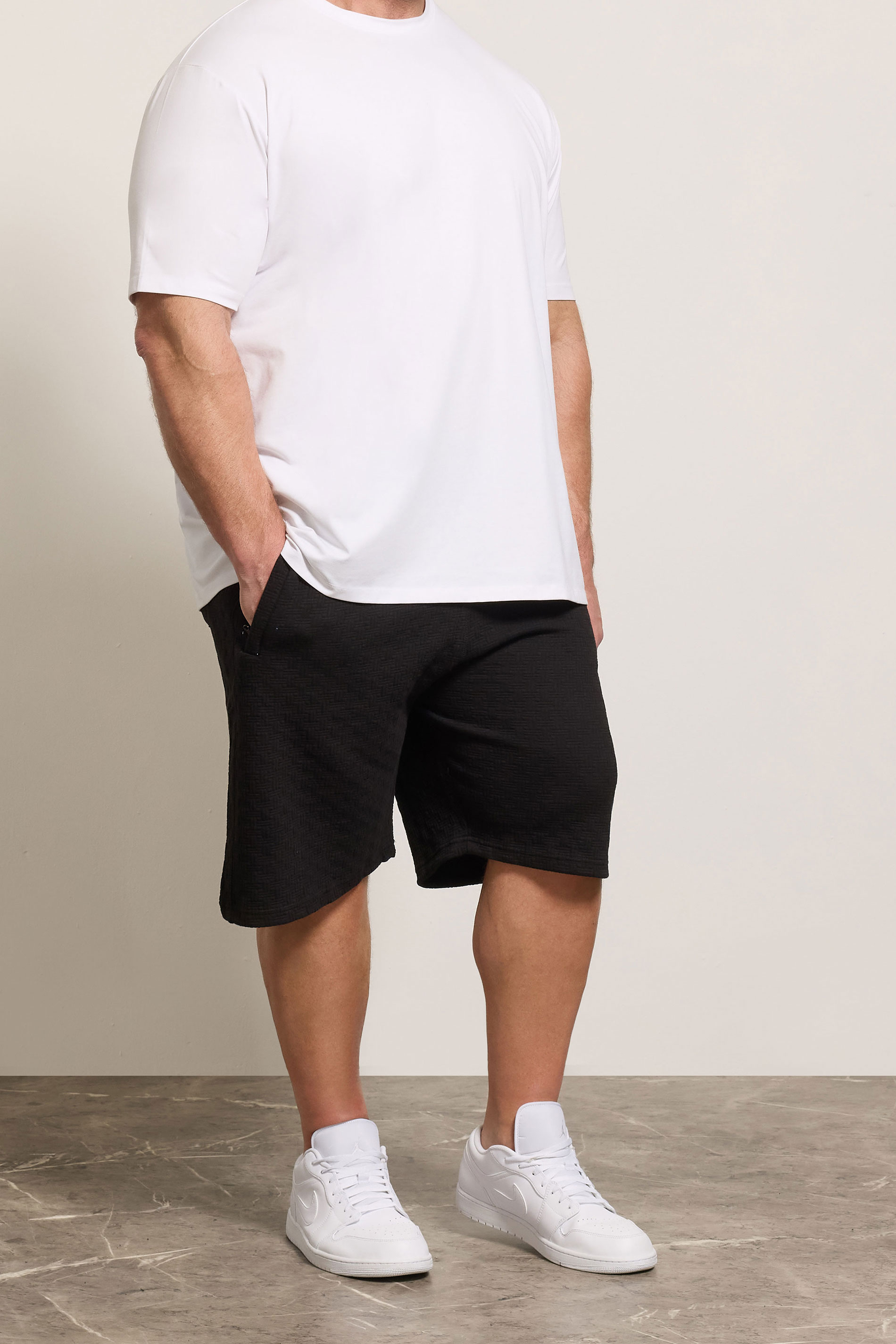 KAM Big & Tall Black Jacquard Textured Shorts | BadRhino 3