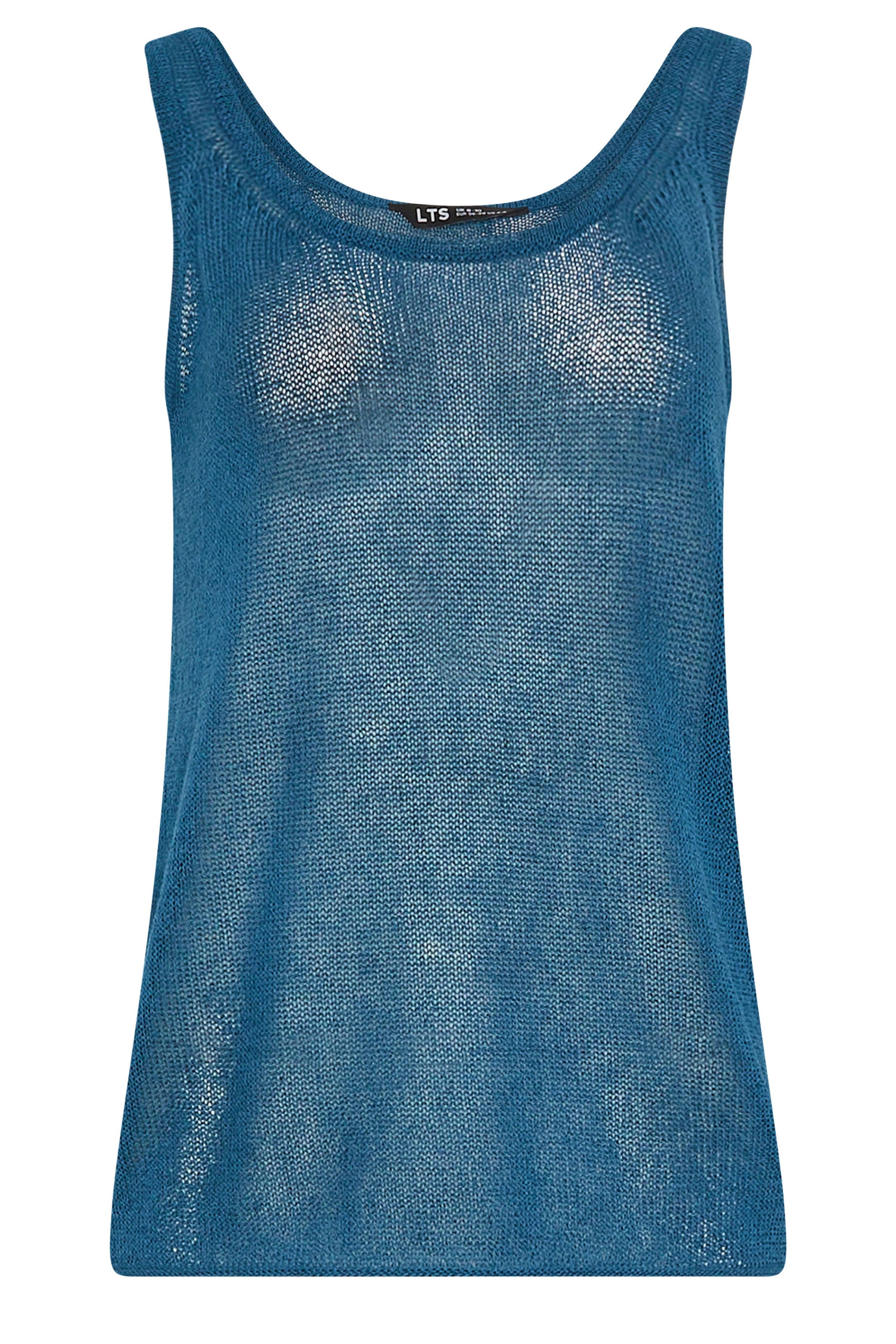 LTS PREMIUM Tall Women's Teal Blue Linen Knitted Vest Top | Long Tall Sally 5
