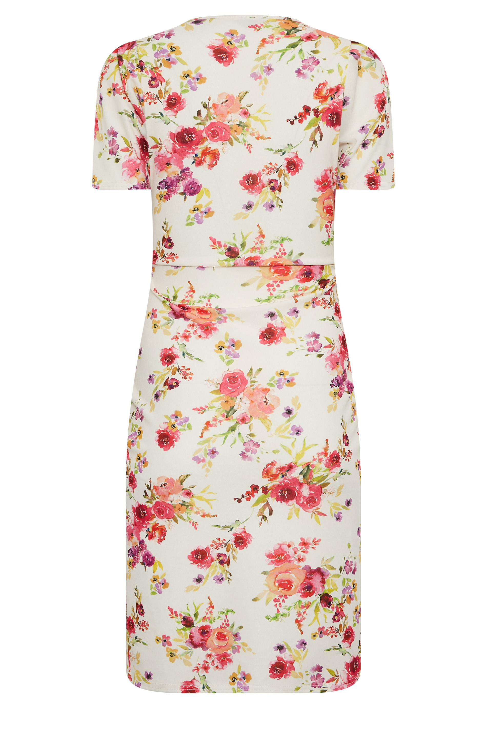 Petite White Floral Wrap Midi Dress | PixieGirl