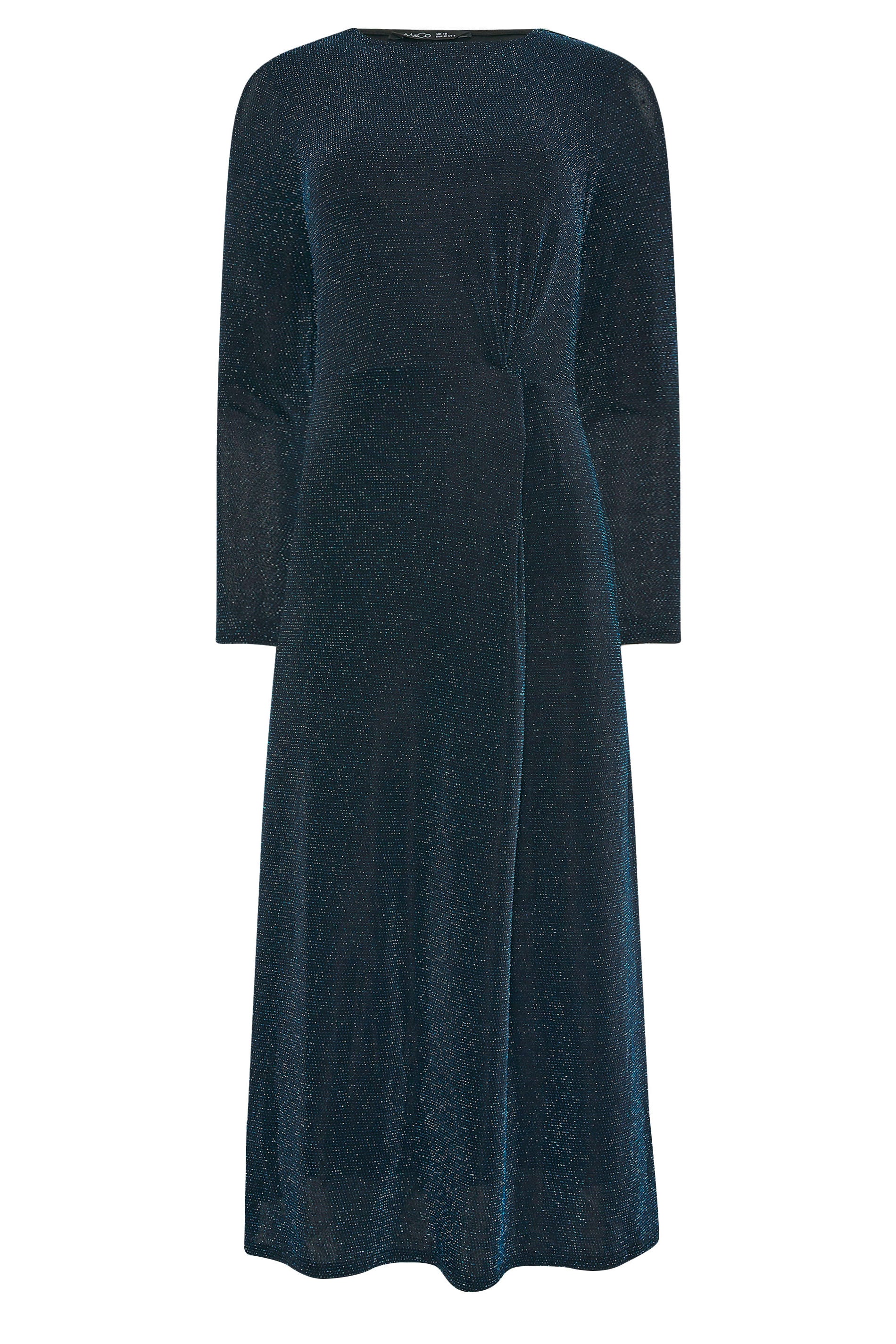 M&Co Teal Green Metallic Twist Front Midi Dress | M&Co 5