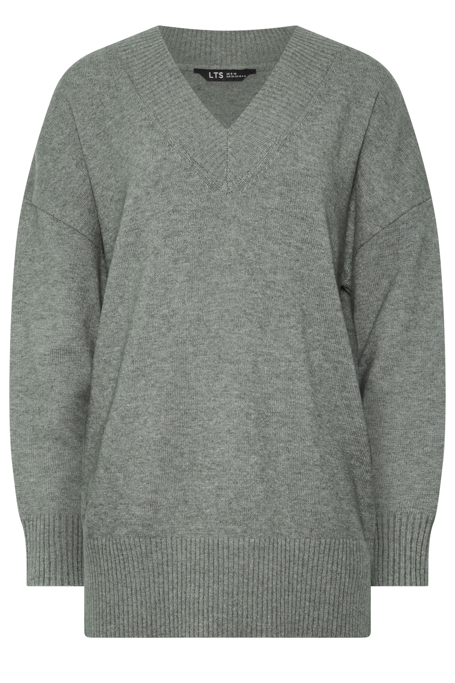 LTS Tall Women's Grey V-Neck Knitted Jumper | Long Tall Sally 5