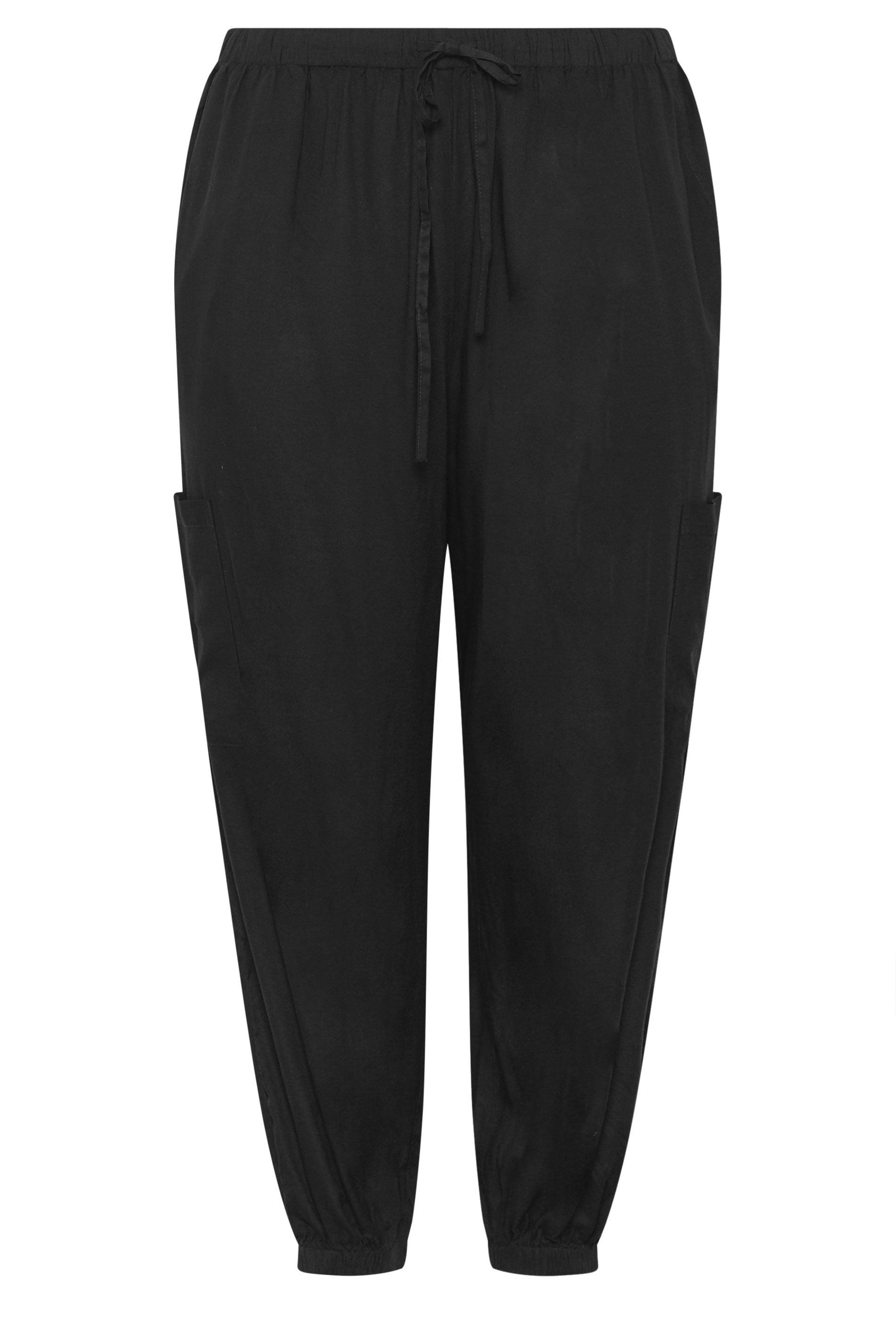 YOURS Plus Size Black Cargo Balloon Trousers | Yours Clothing 5