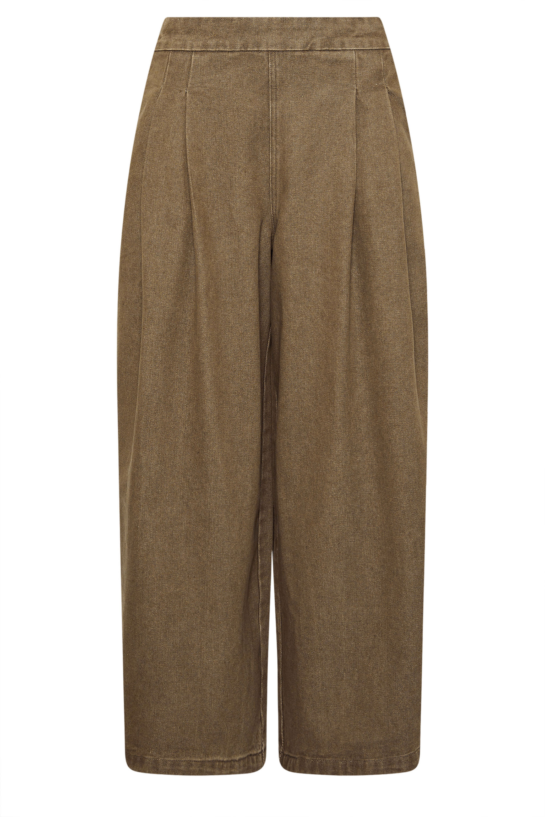 PixieGirl Petite Women's Brown Pleat Front Wide Leg Jeans | PixieGirl 5