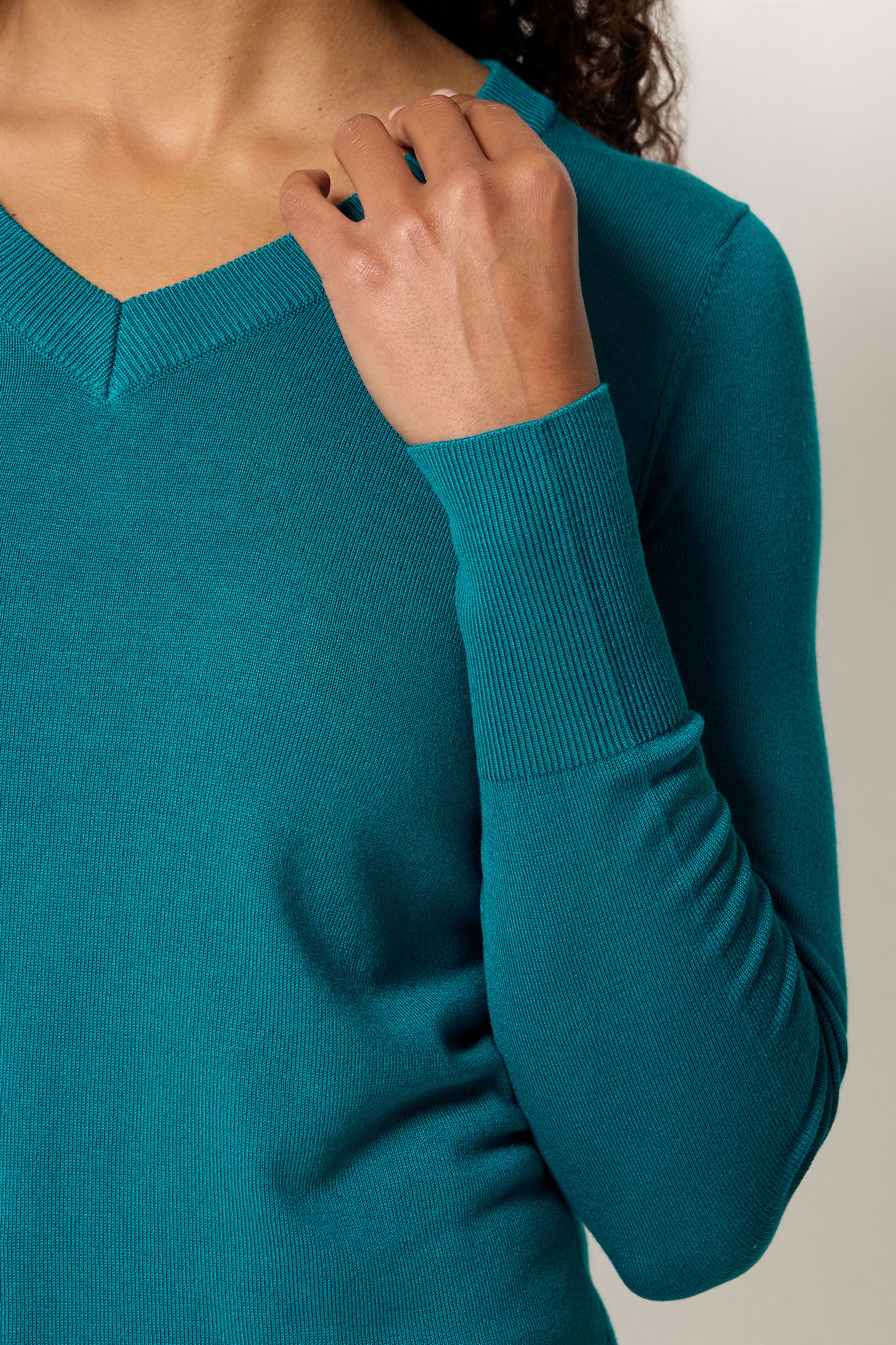 M&Co Teal Blue V-Neck Long Sleeve Jumper | M&Co 4