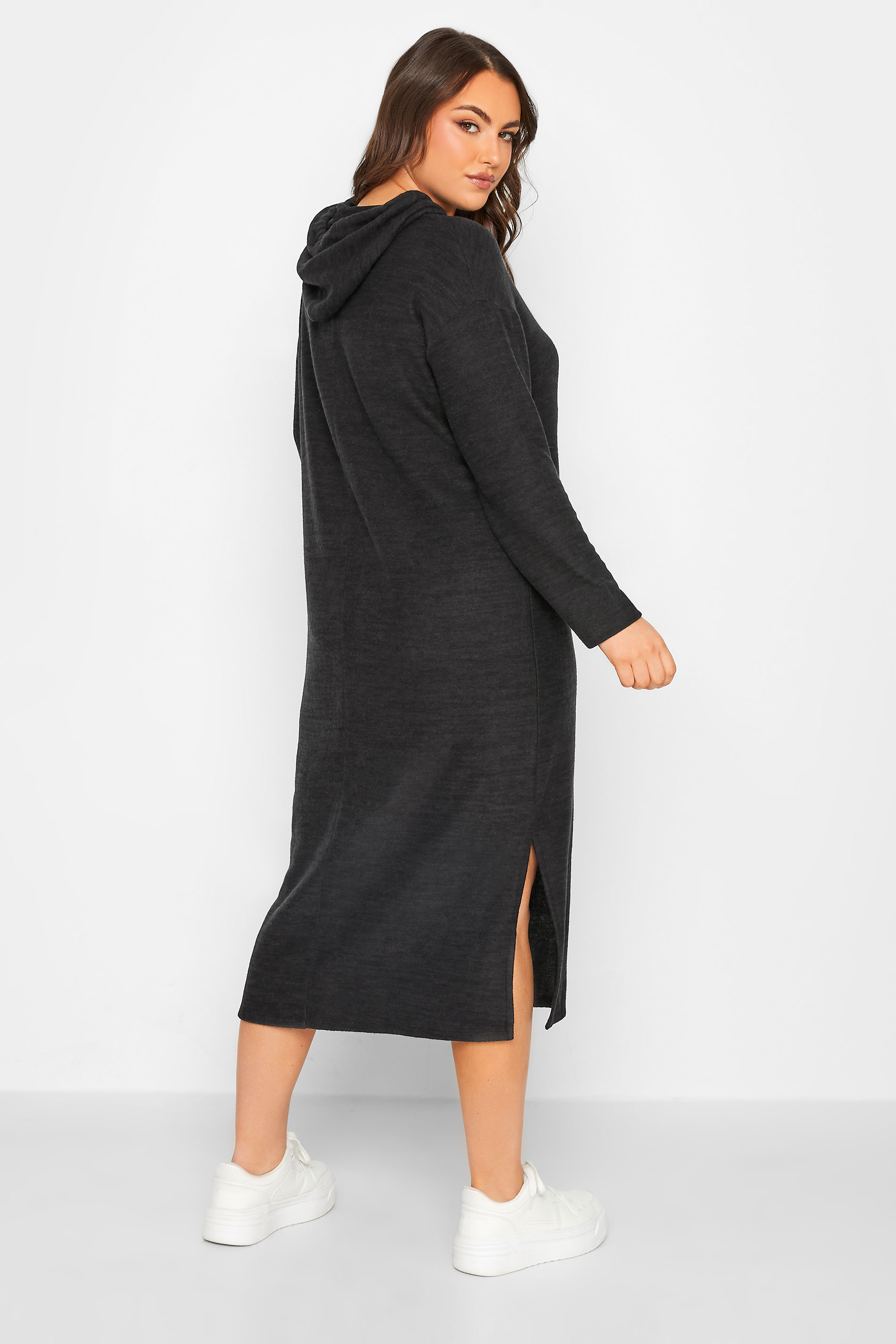 Plus Size Black Soft Touch Hoodie Dress | Yours Clothing 3